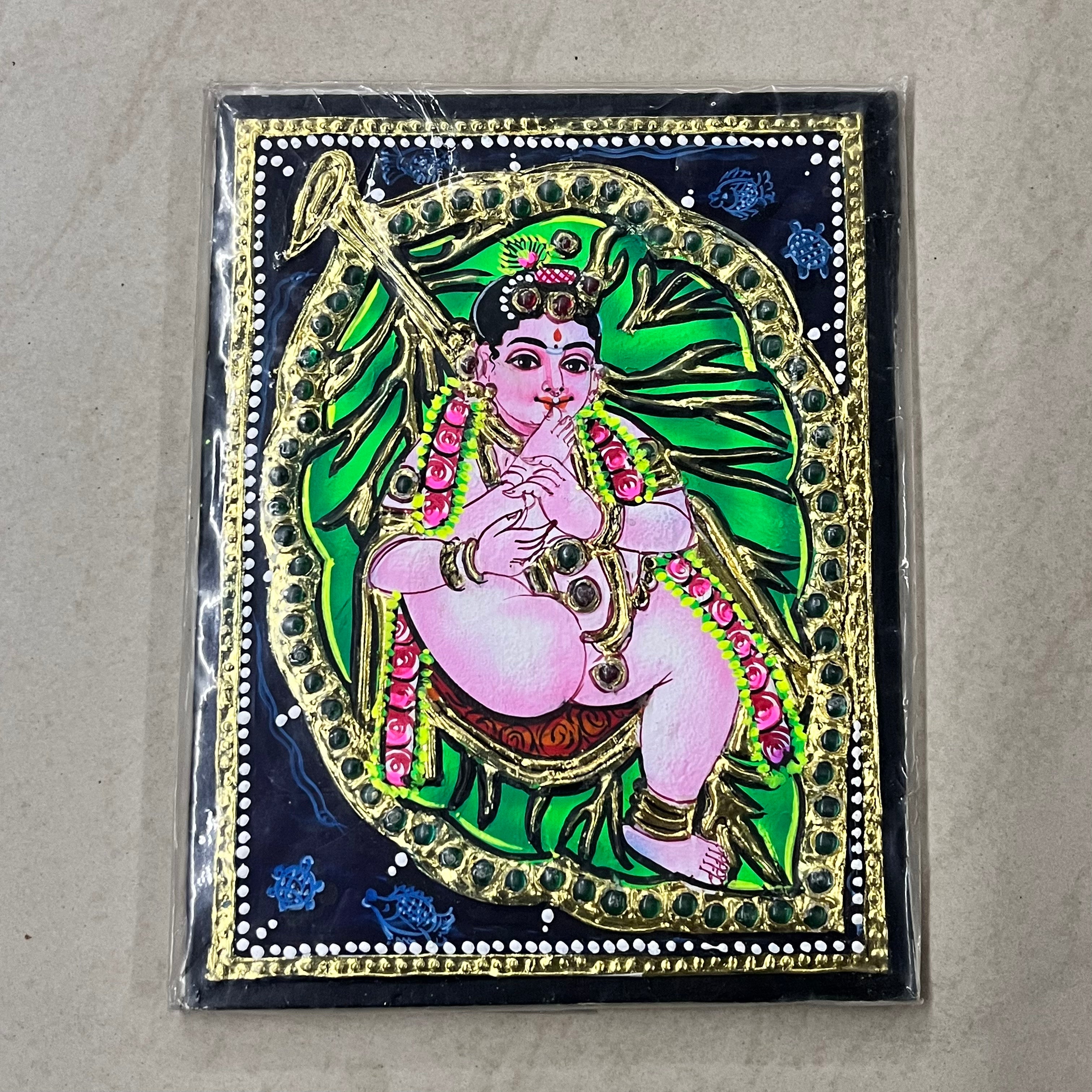 Aazhnilai krishna  Tanjore painting 8x6 (15days delivery form payment date)-1pack