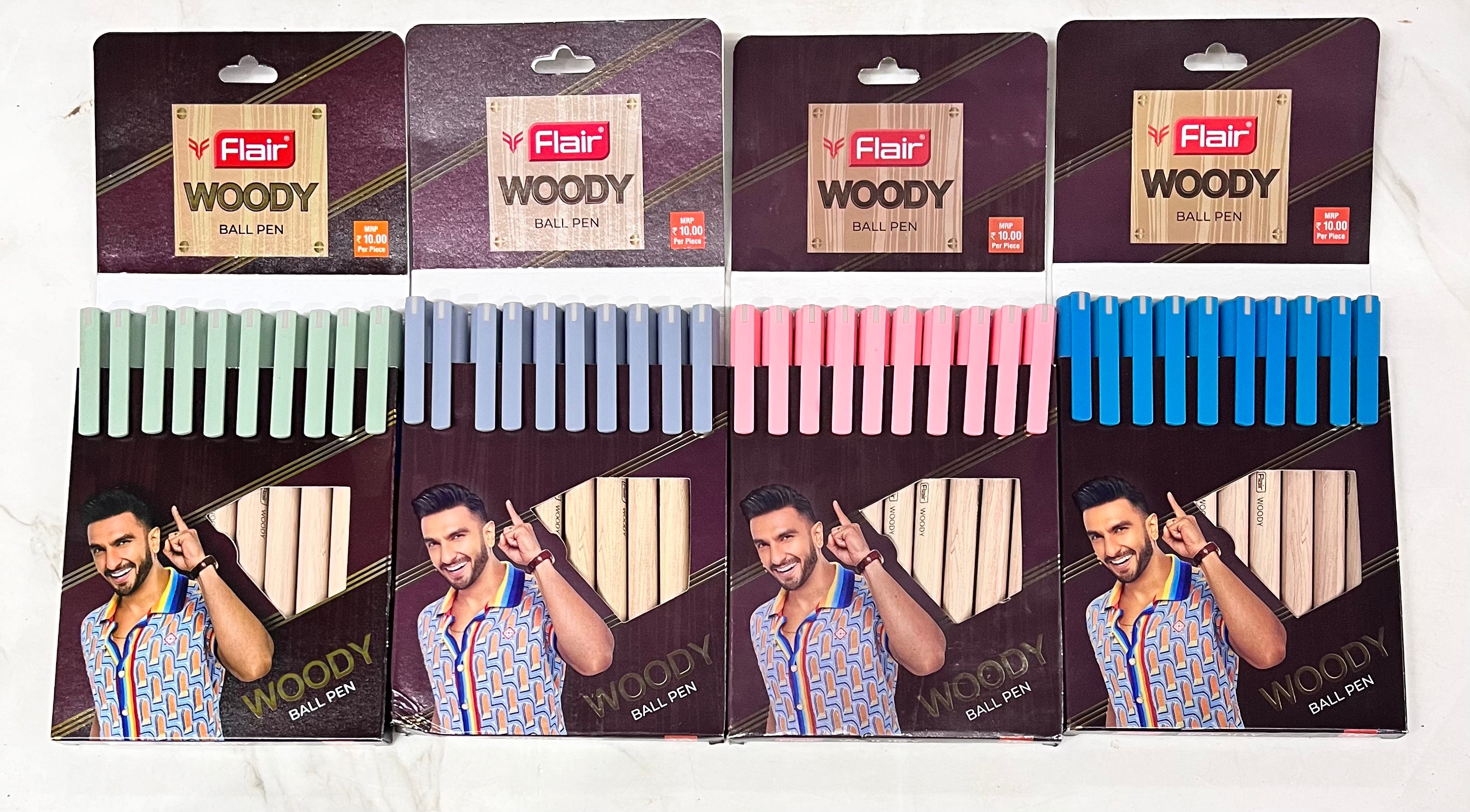 Flair woody ball pen assorted colours -1pack of 10 pen
