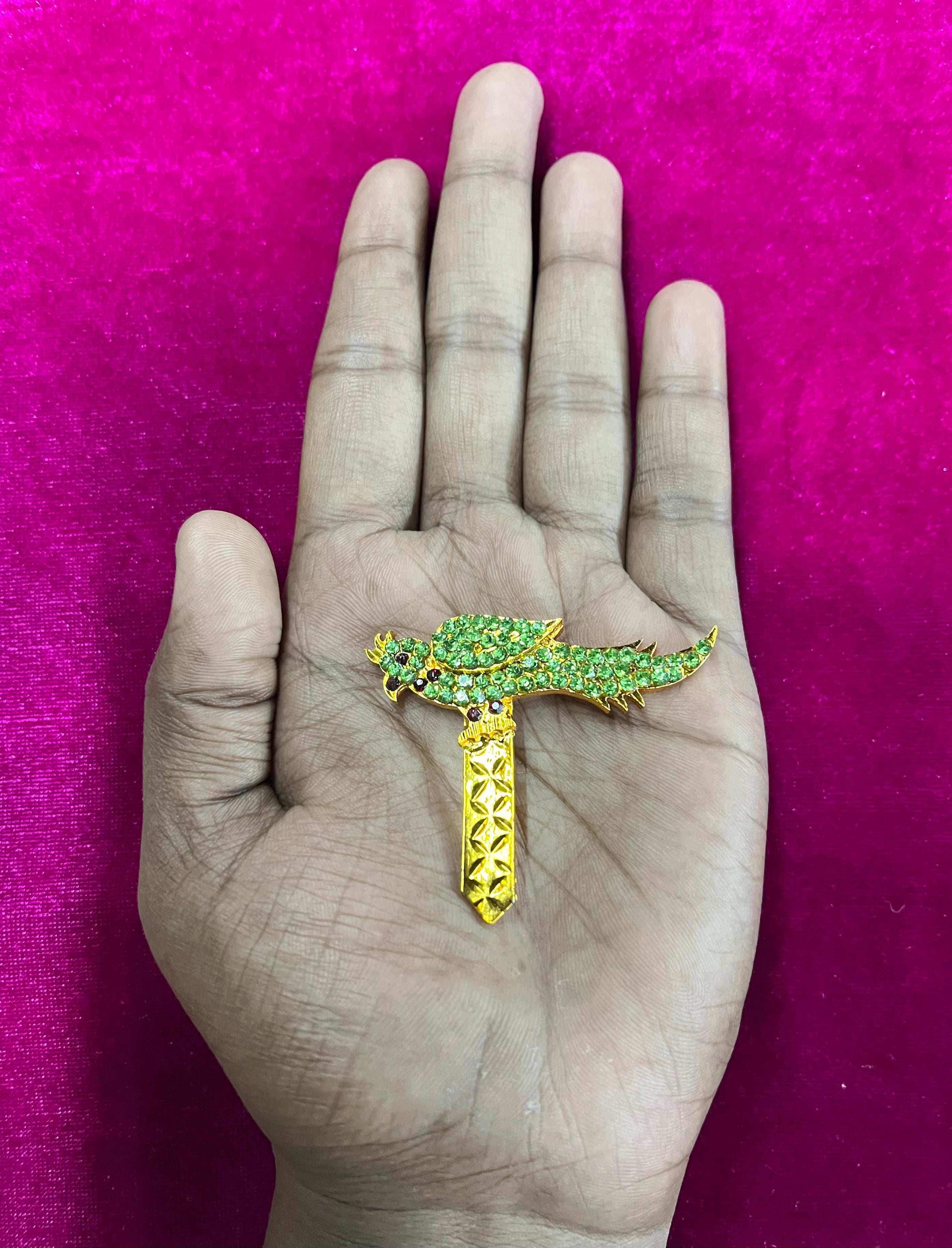 Green stone hand parrot 1.5inch  goddess jewellery -1piece pack