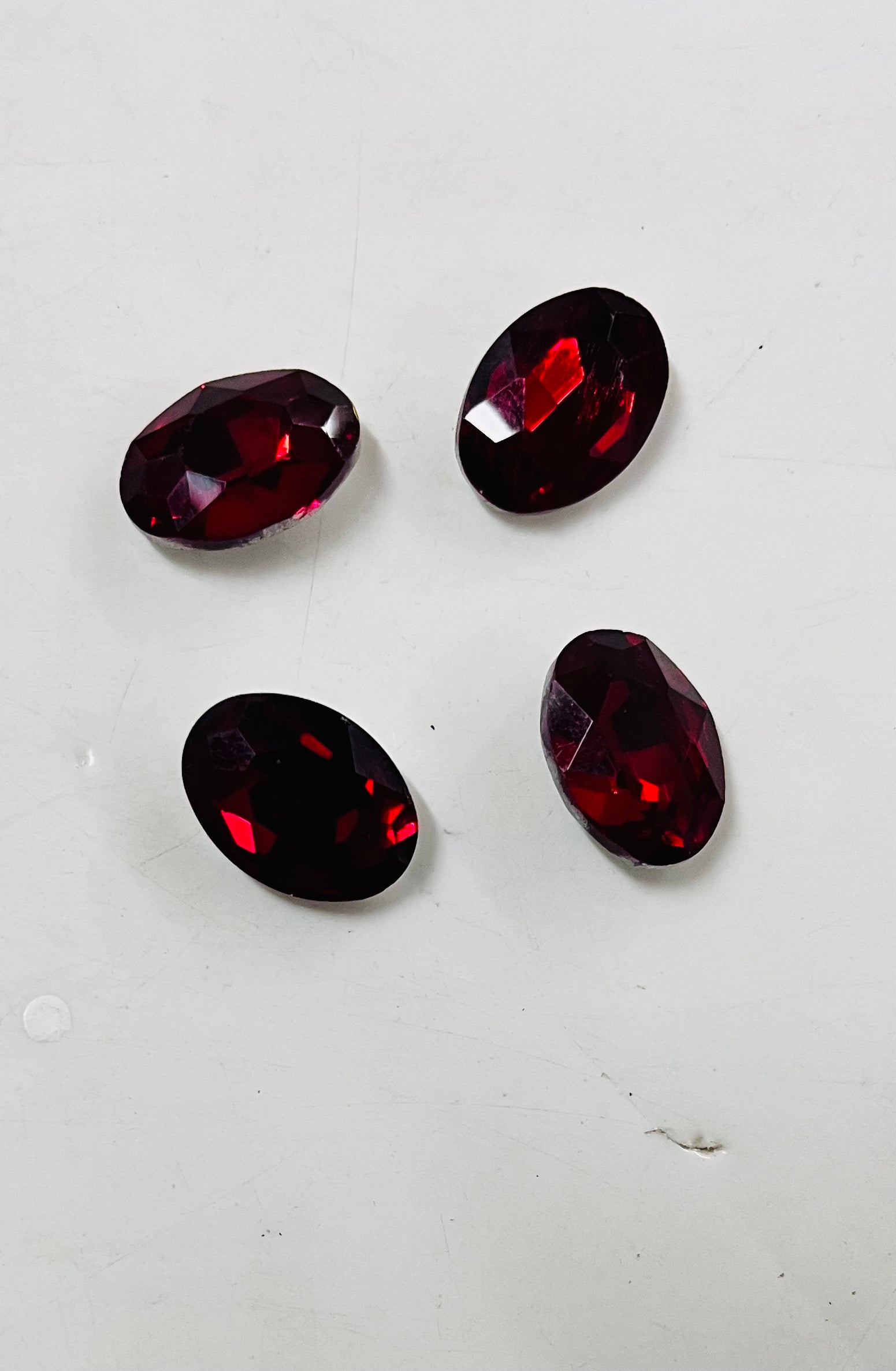 13x18 AD oval Red stone Tanjore Painting American diamond Kundan stones-4 stones in a pack