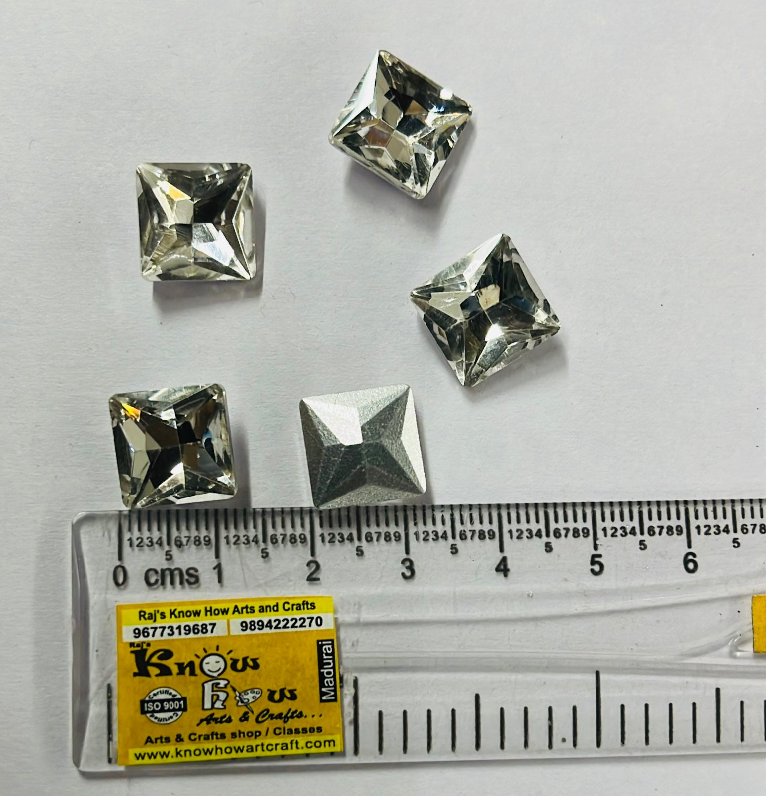 12x12-AD square Tanjore painting American diamond stone-5stones 1pack/3vibrant colours