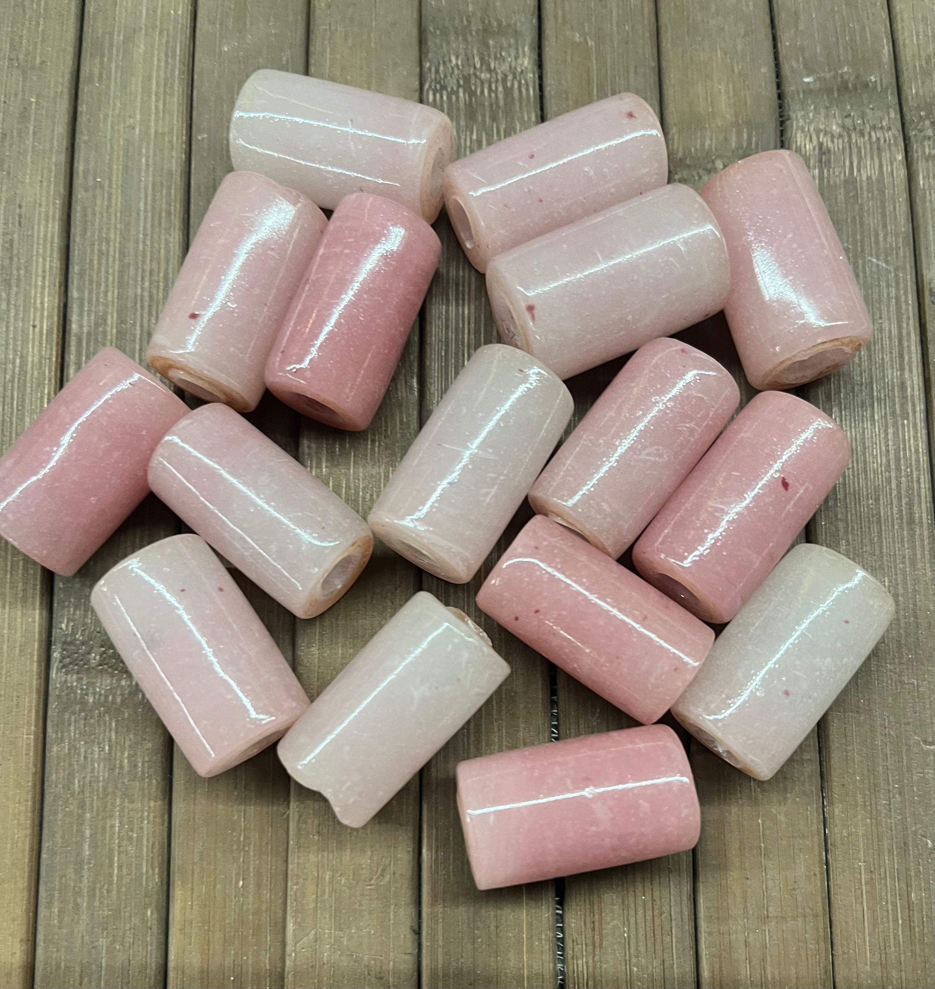 Drum Glass beads light pink 22mm  -50g pack
