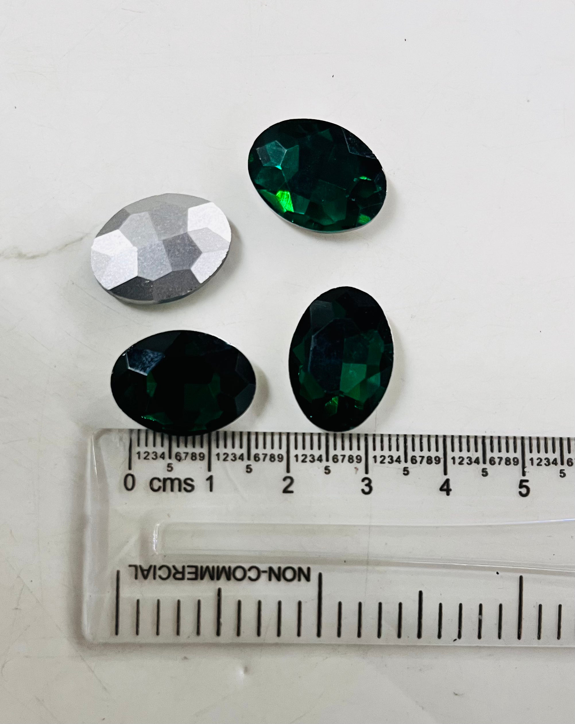13x18 AD oval green stone Tanjore Painting American diamond Kundan stones-4 stones in a pack
