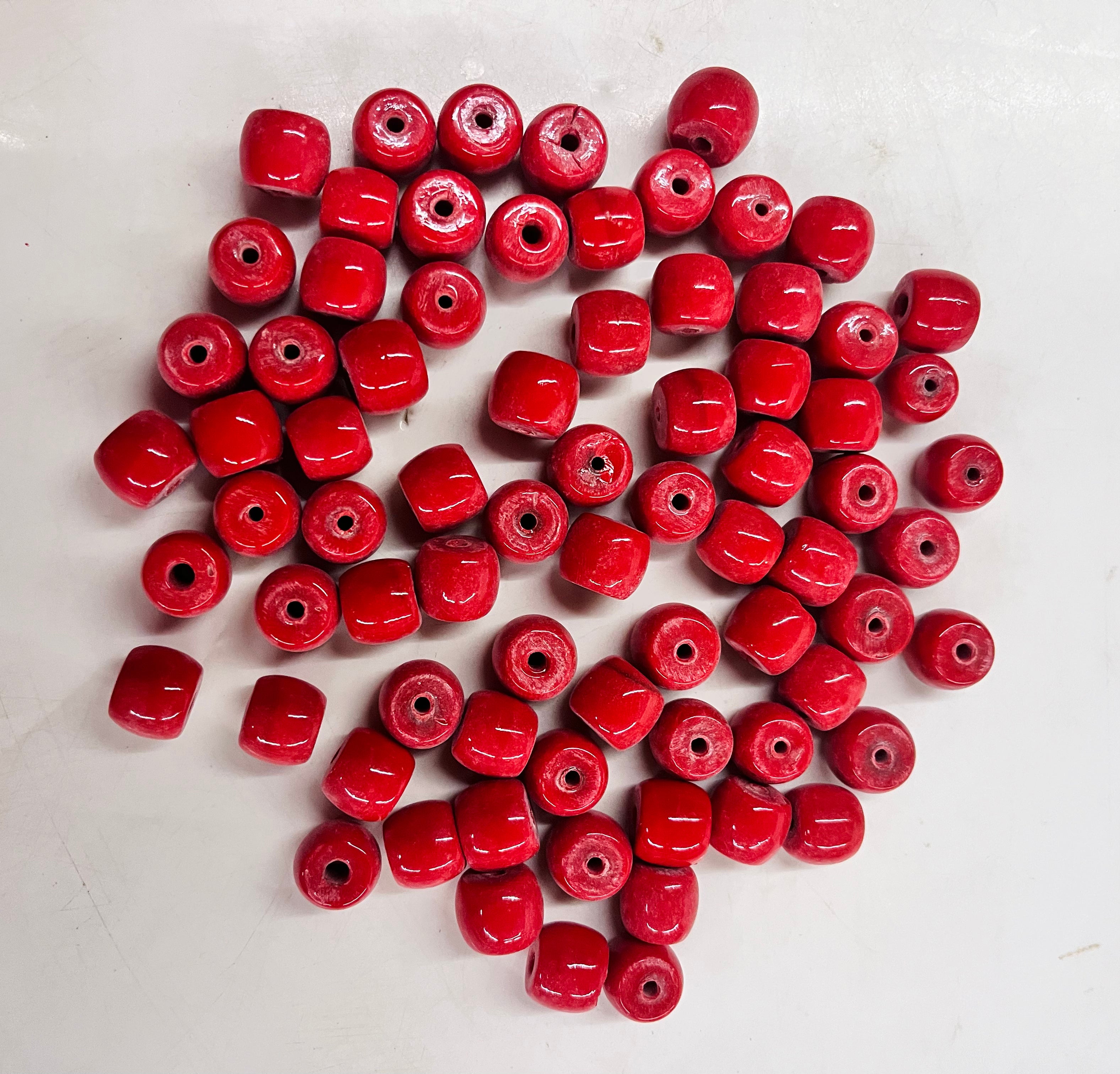 Coral drum glass beads Red 8mm -100g pack