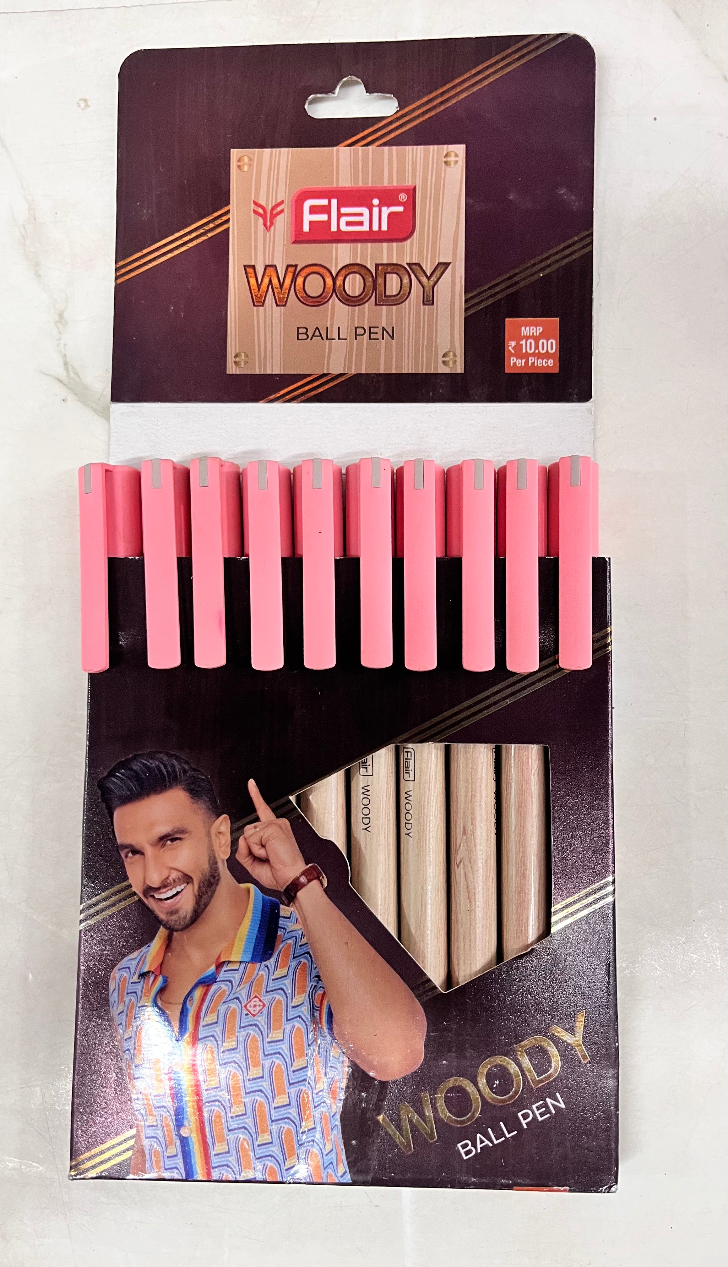 Flair woody ball pen assorted colours -1pack of 10 pen