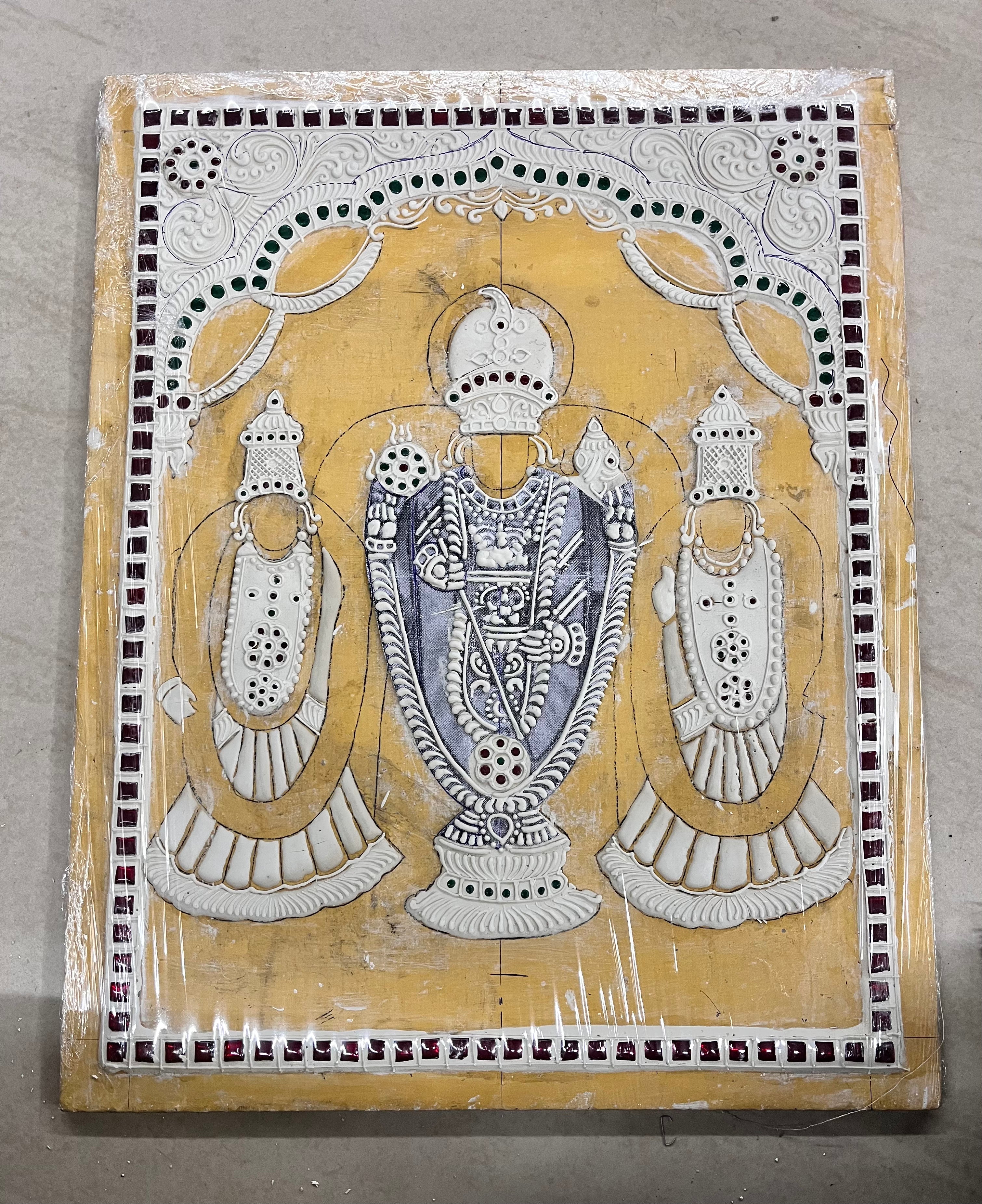 Perumal sridevi BhuDevi Tanjore muck board 12x15 (15 days delivery time)