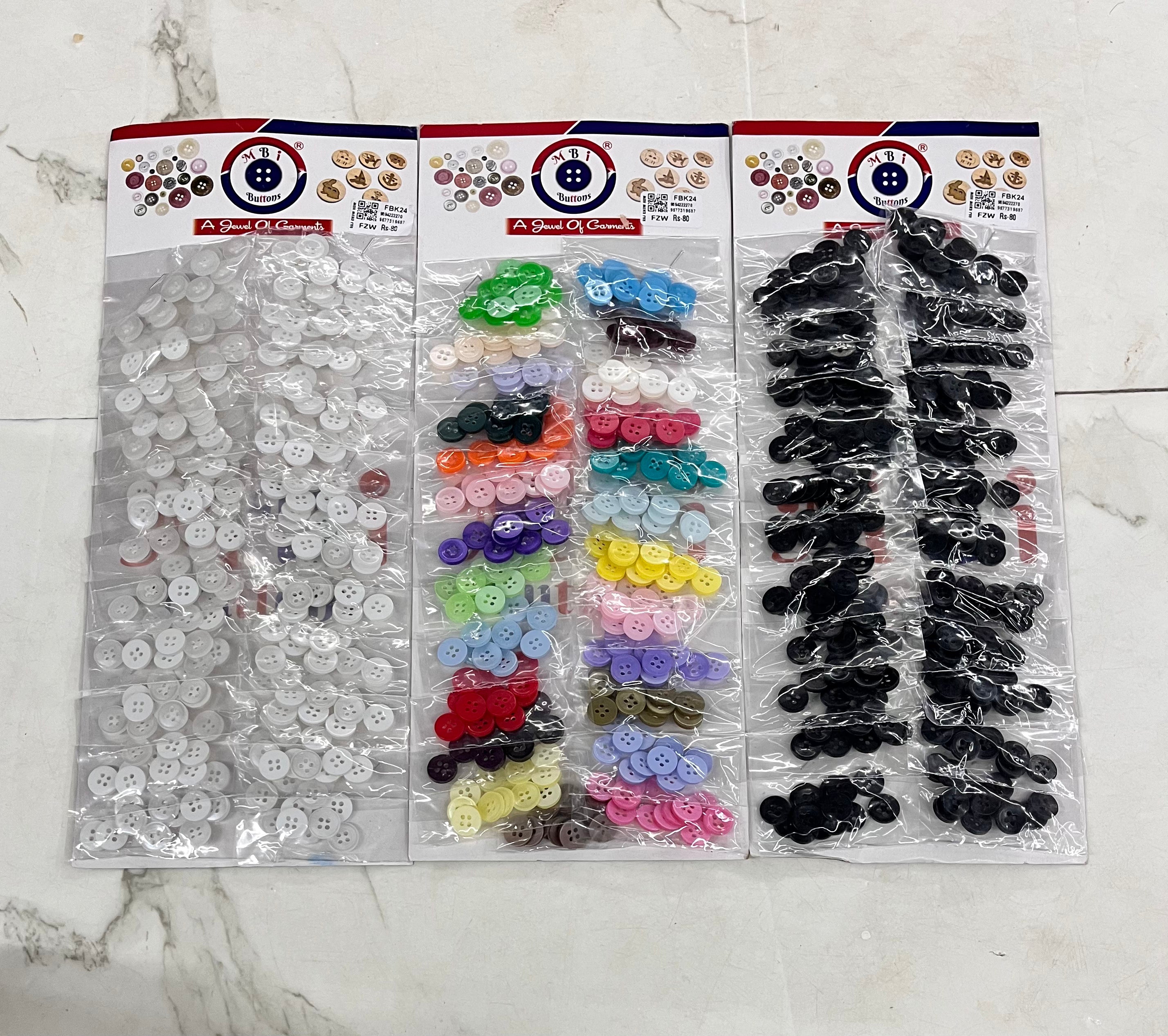 Fancy Plastic button kit 24pkt in pack -FBK24 any 1pack