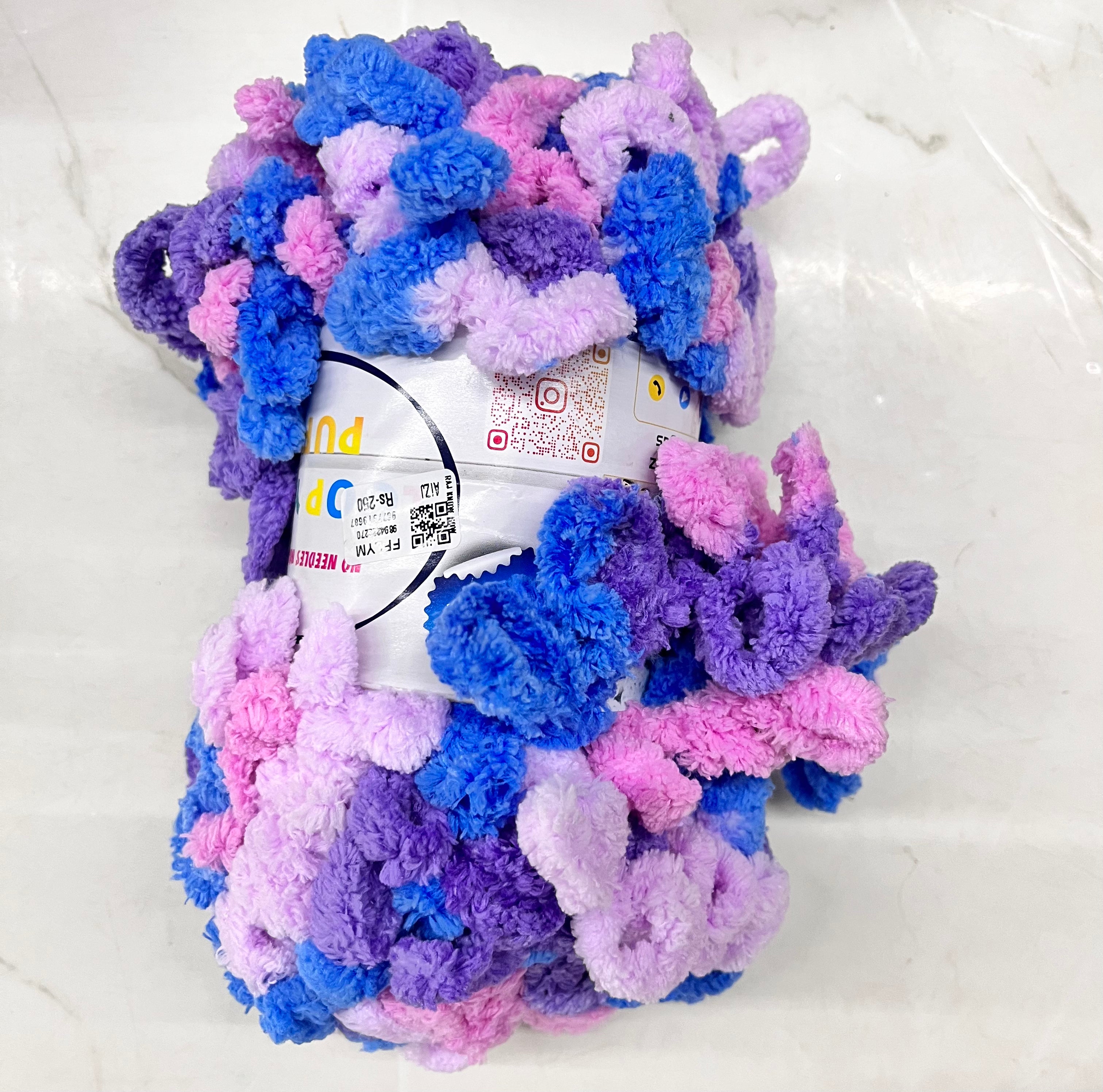 Fun finger loops puffy fluffy yarn multicolours  -9m 100g -1piece