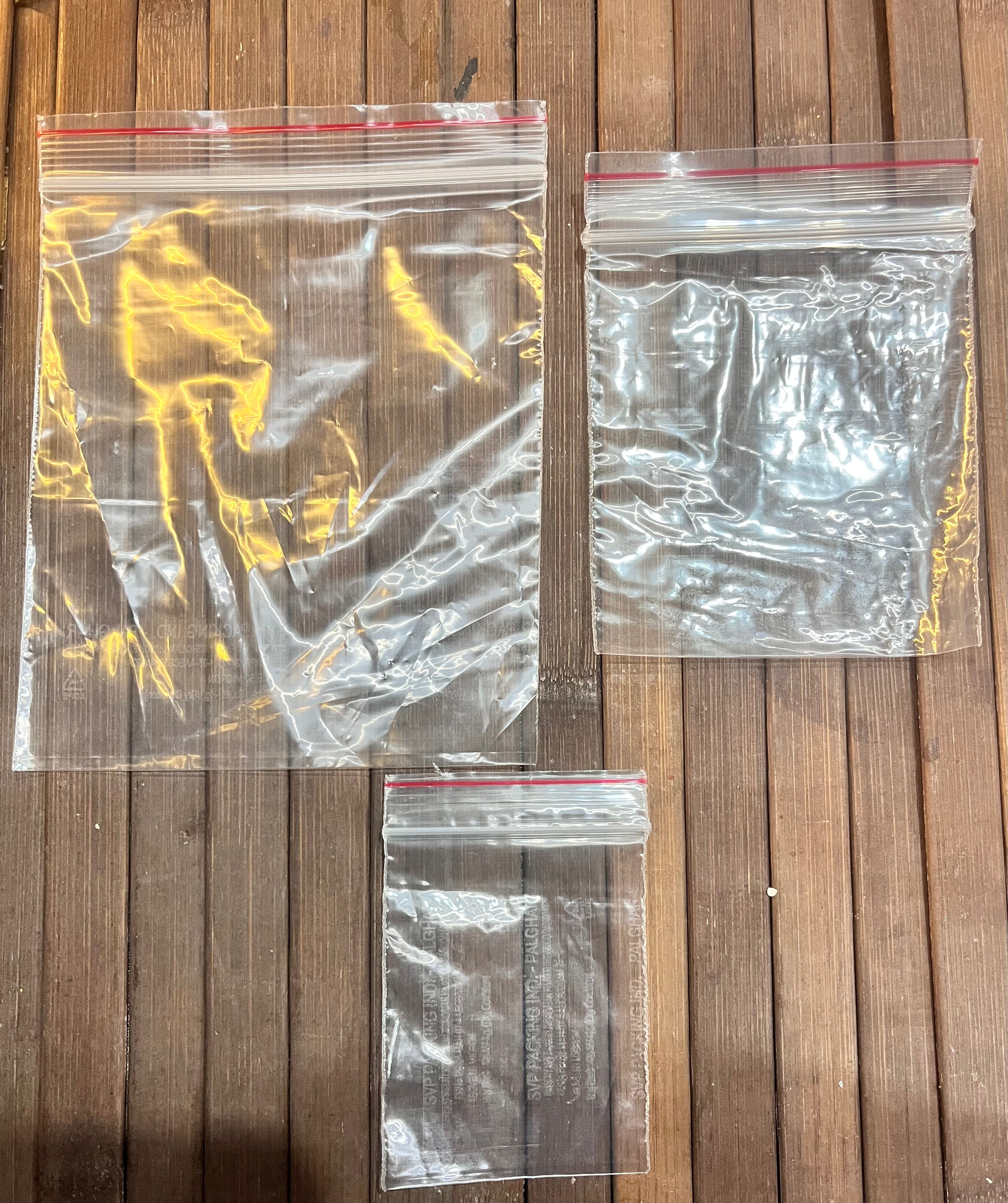 Plastic zip lock bag-100pc pack assorted 3-1pack