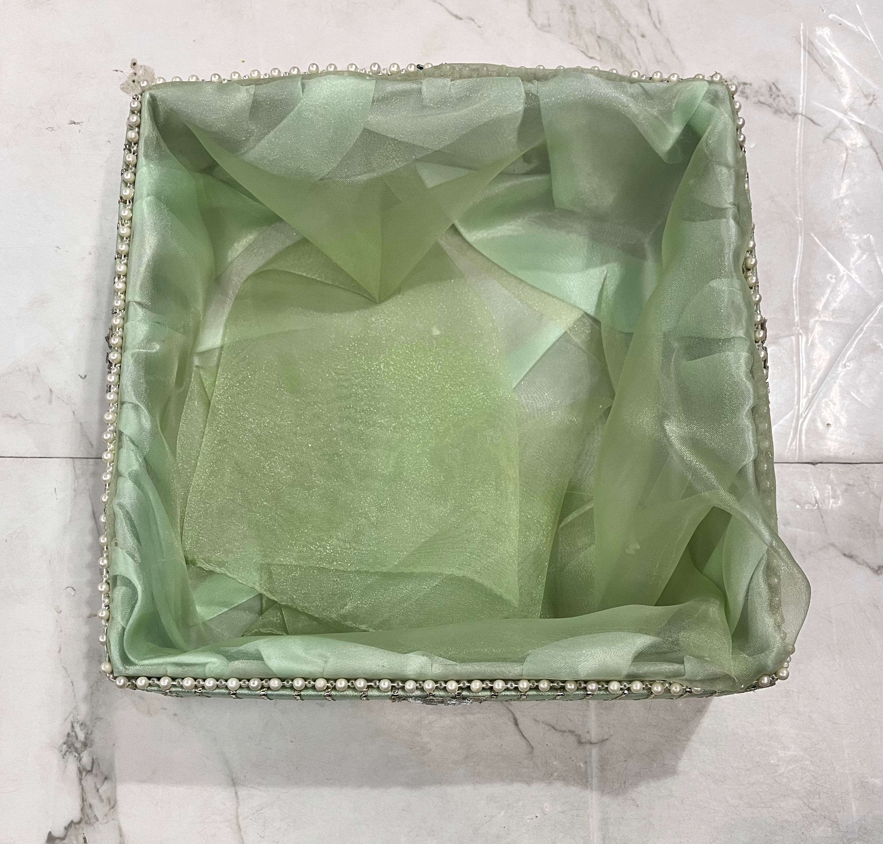 Square pistha green gift hamper basket 6x6&8x8&10x10&12x12 4piece set -1pack