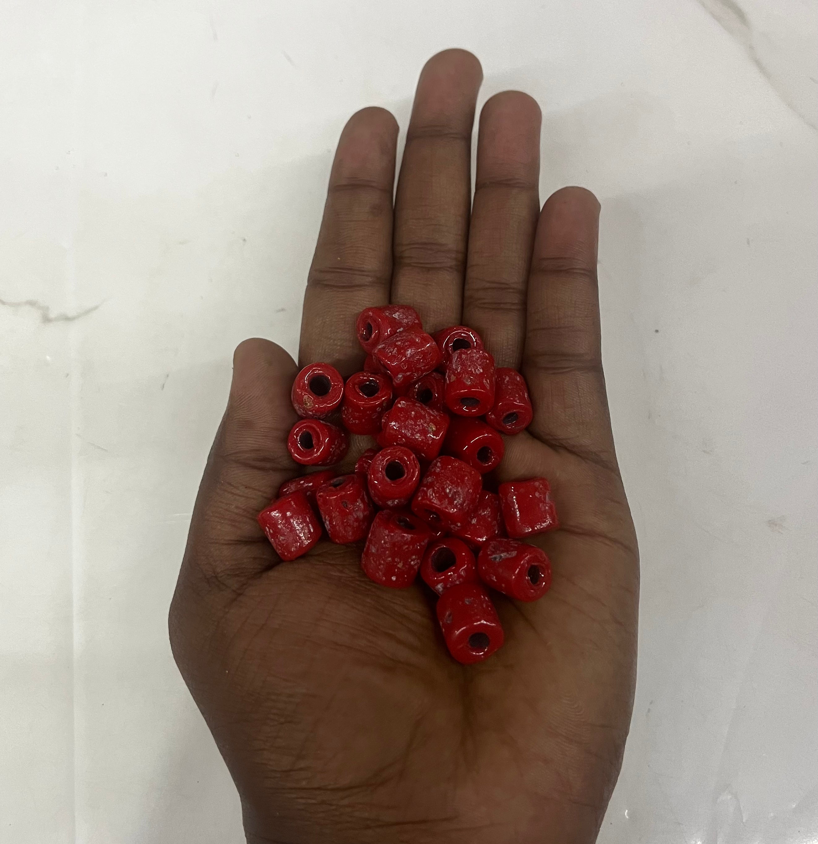 Drum Glass beads Red 10mm -50g pack