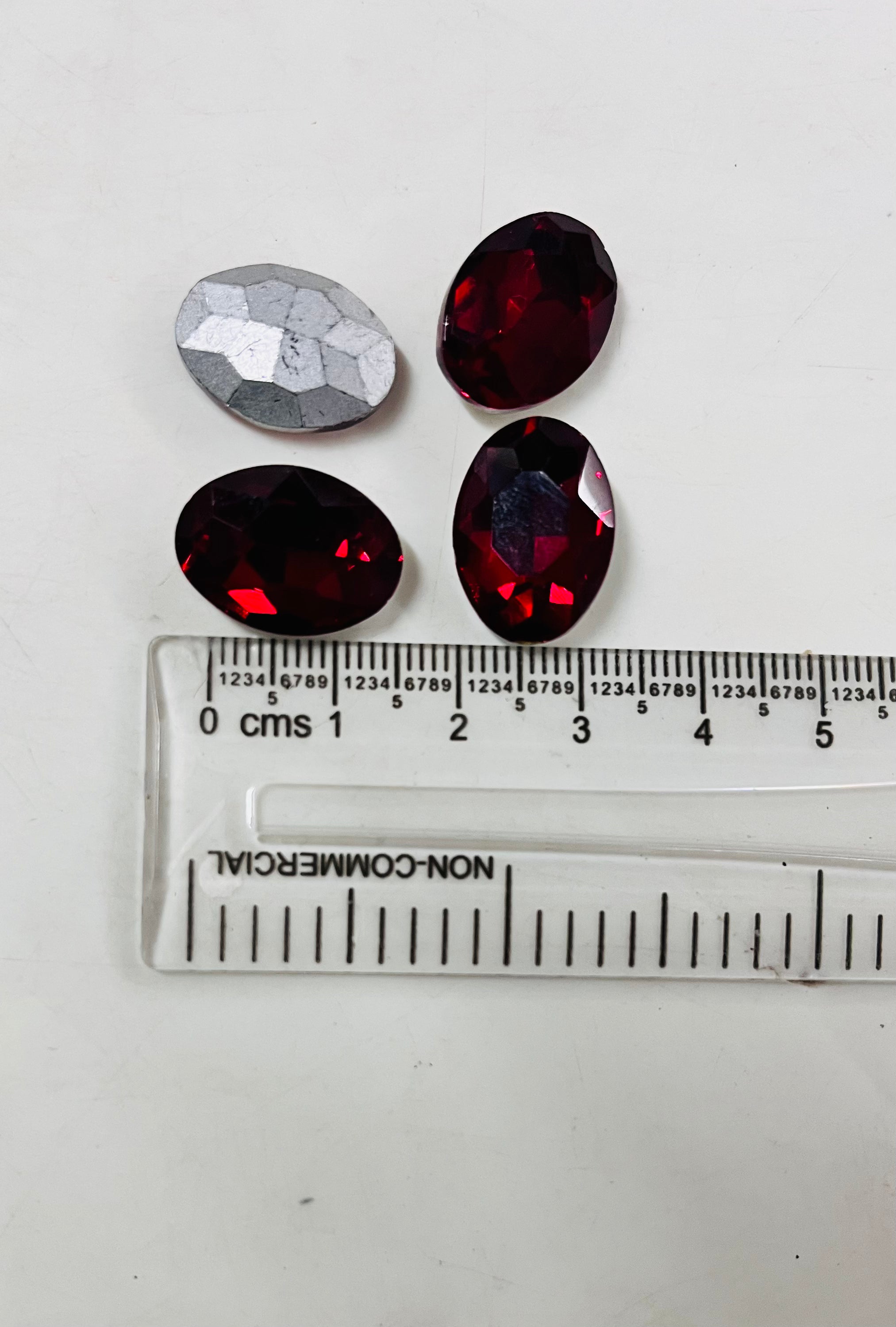 13x18 AD oval Red stone Tanjore Painting American diamond Kundan stones-4 stones in a pack
