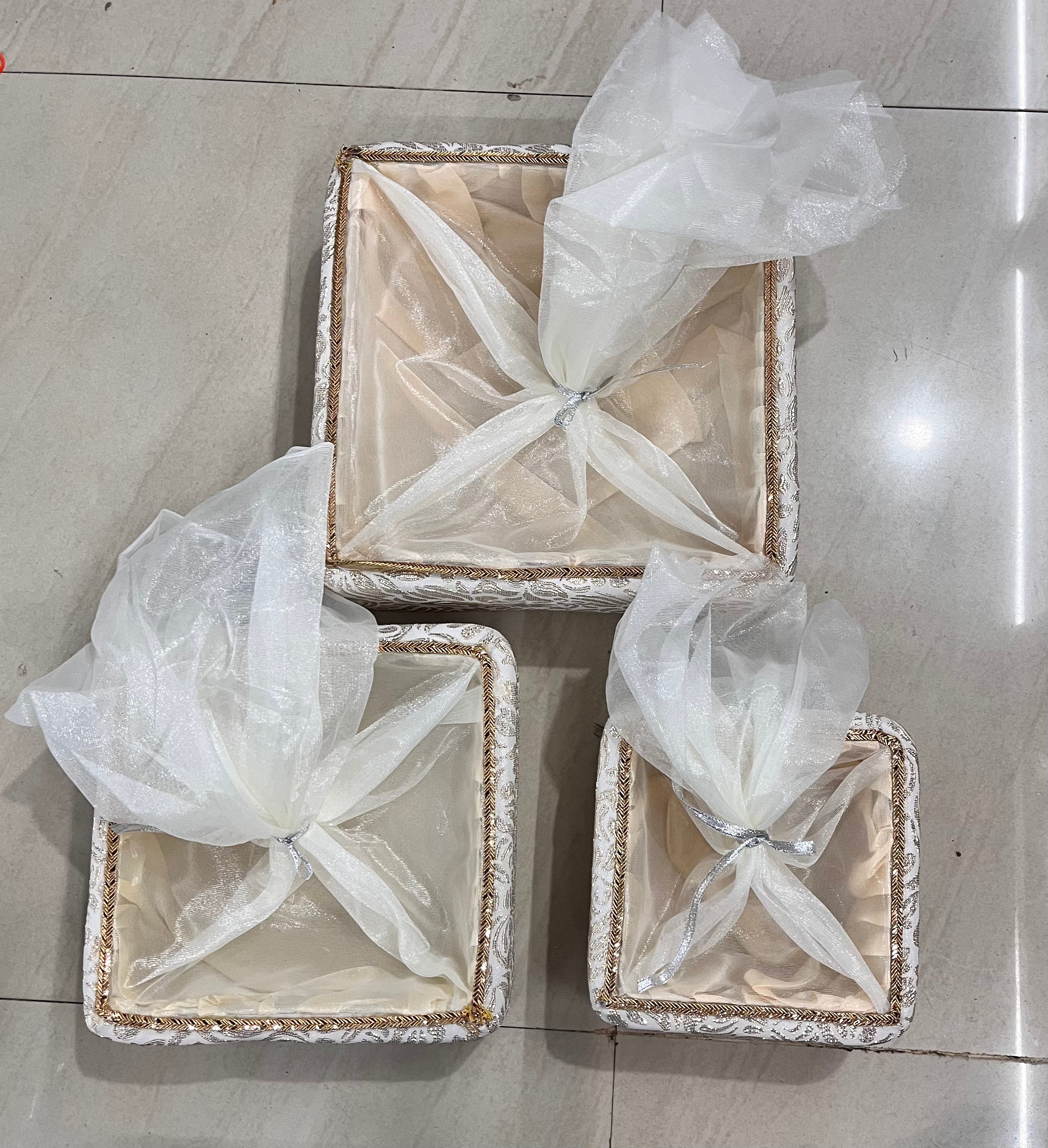 Square White gift hamper basket 6x6&8x8&10x10 3piece set -1pack