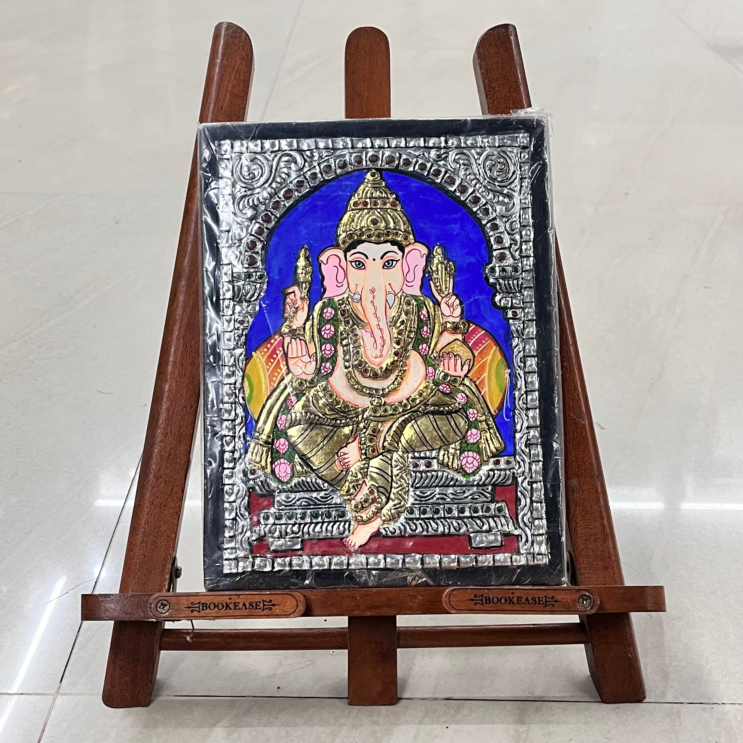 Vinayagar silver foil finished Tanjore painting 8x6 (15days delivery form payment date)-1pack
