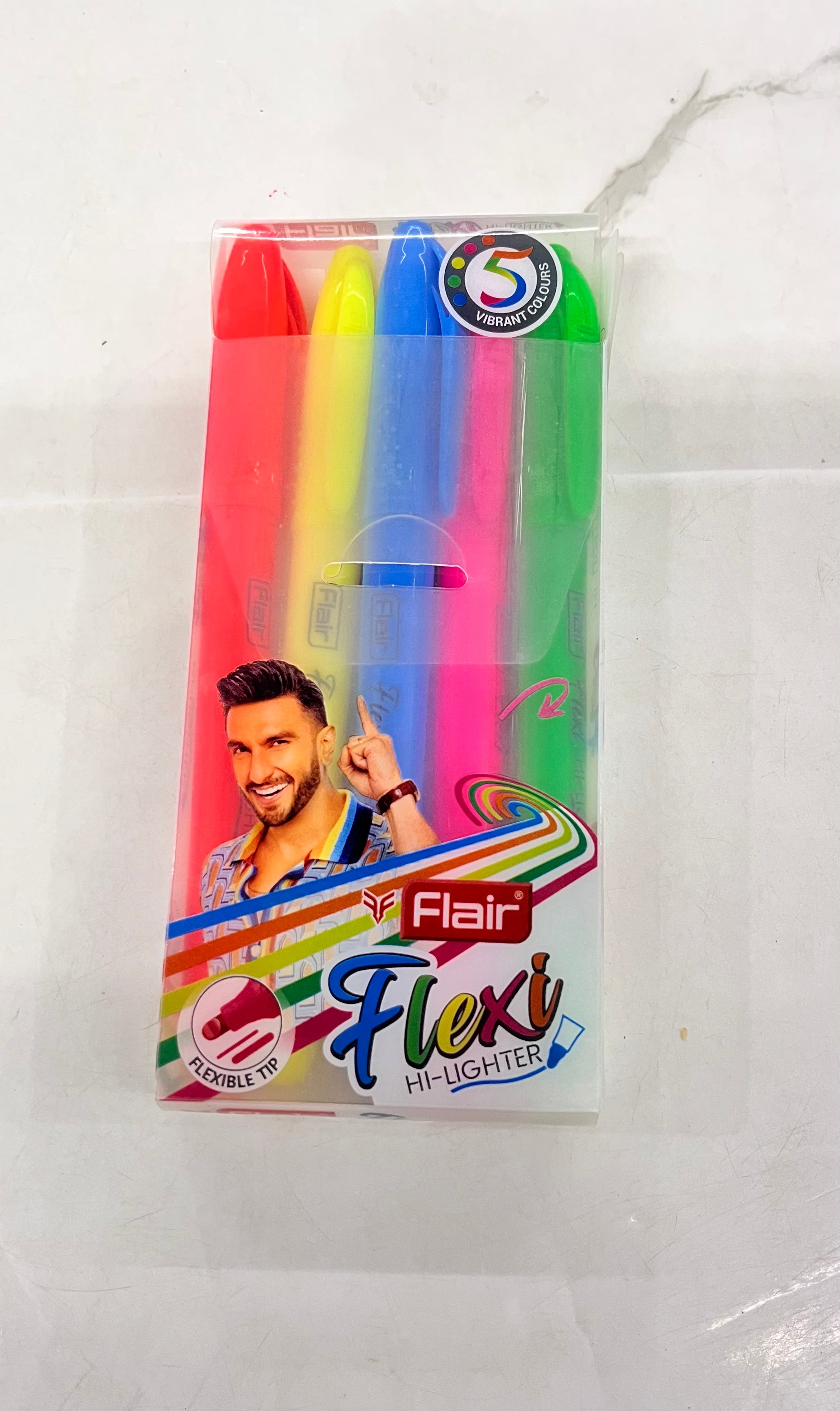 Flair flexi Hi-lighter assorted neon colours -5piece pack