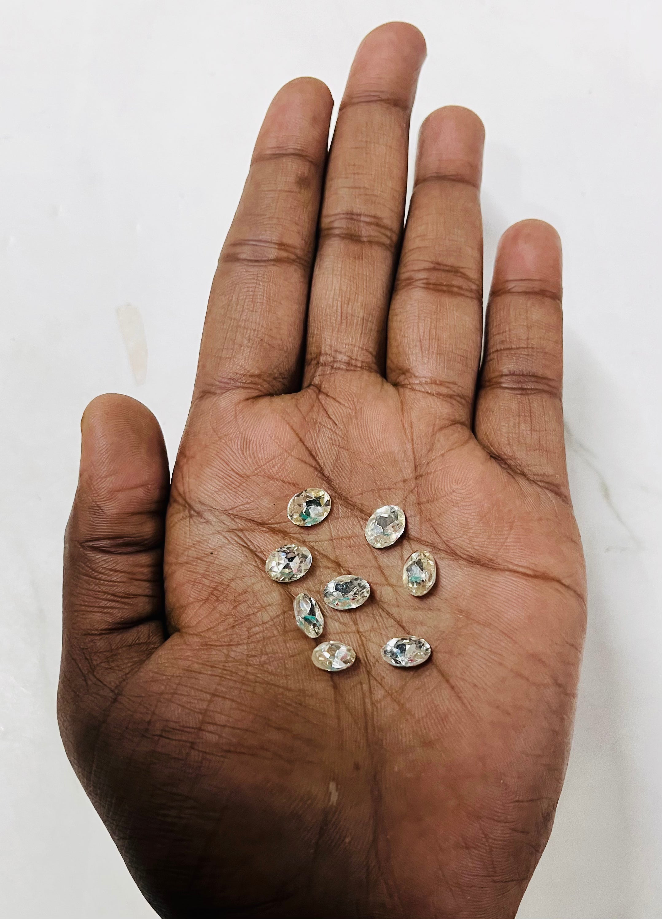 8x6 AD oval white stone Tanjore Painting American diamond Kundan stones-8 stones in a pack