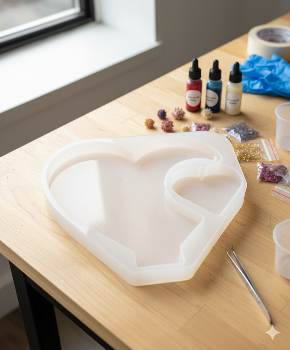 Heart in Heart Stand Resin Mold-HIHSM