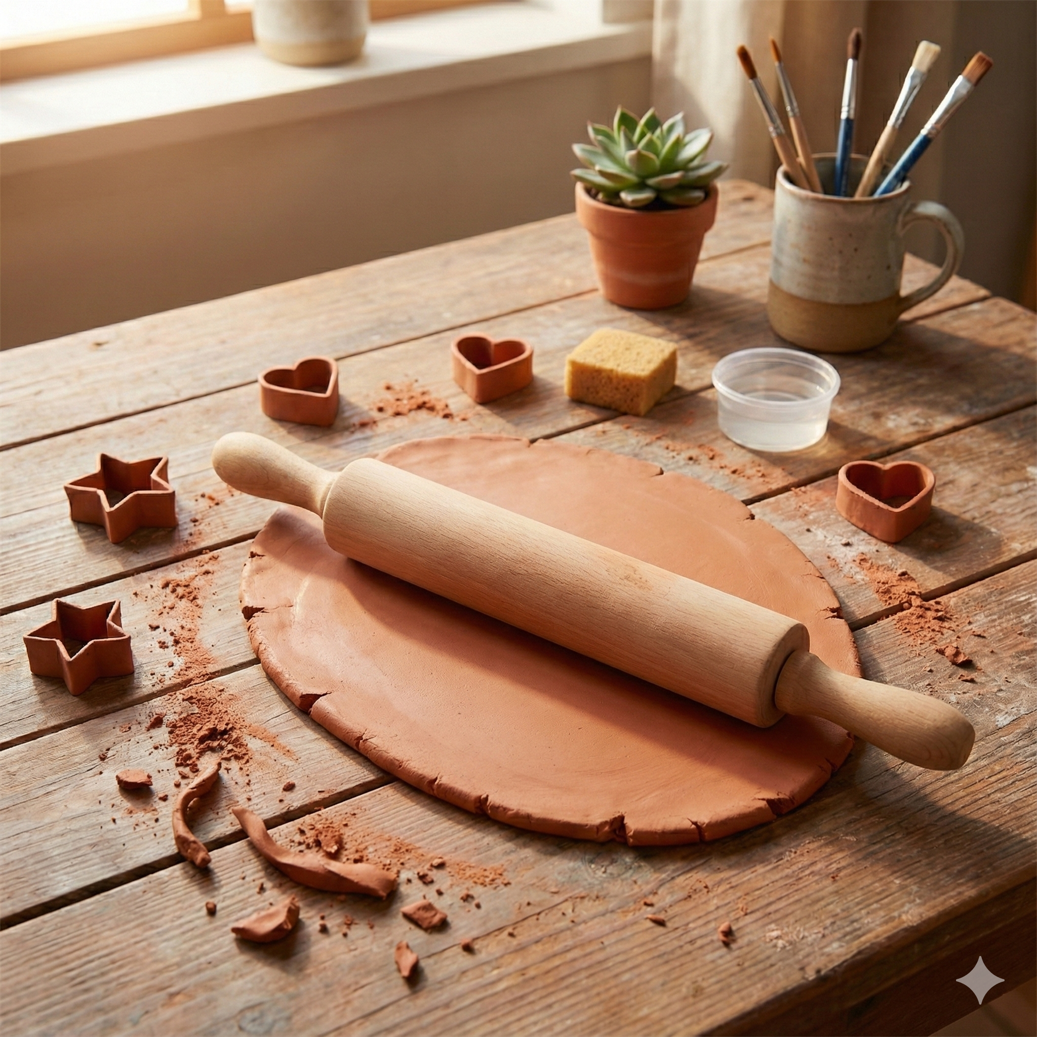 Wooden Clay Roller medium size -WCR 1piece