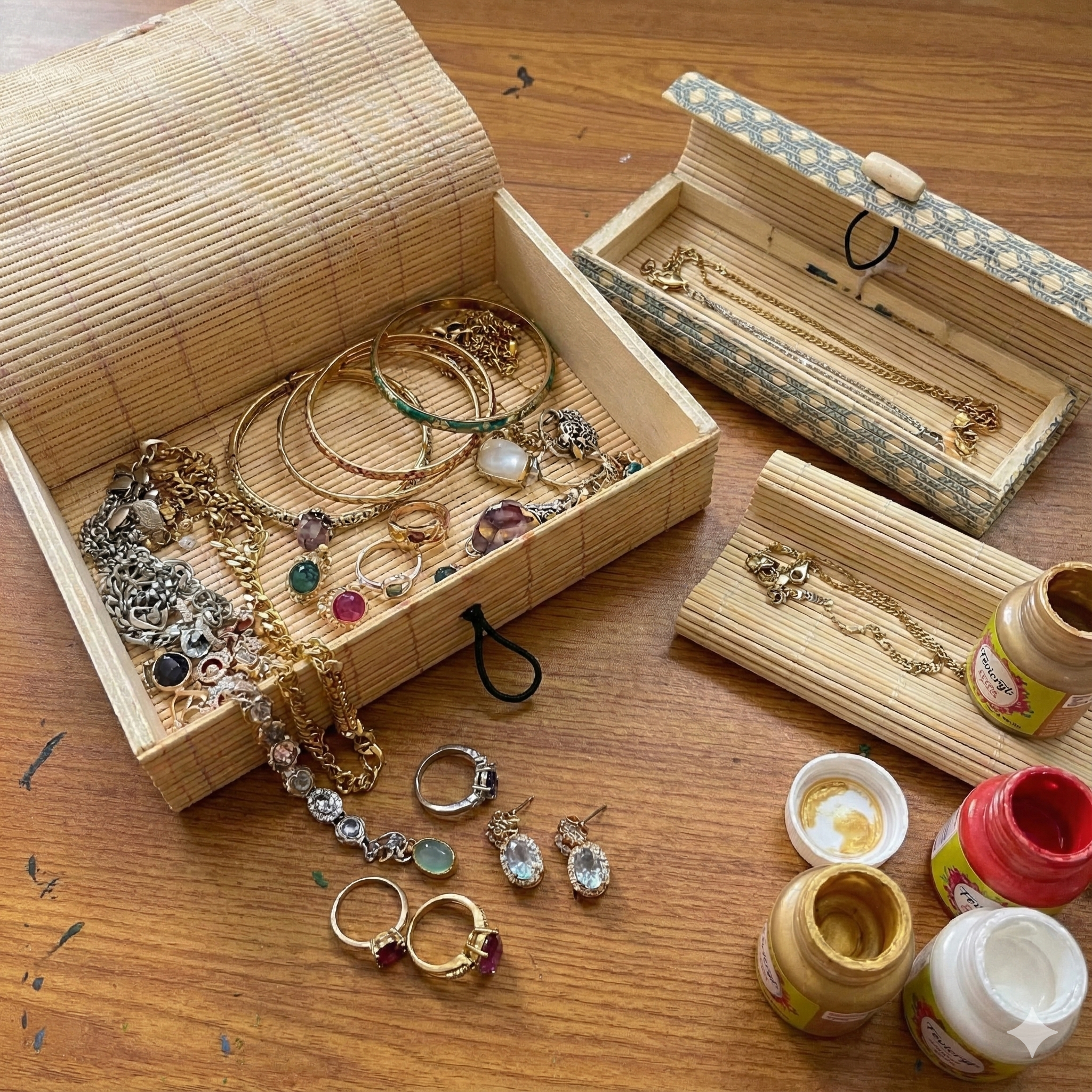 Bamboo jewelry box long round -BOXB