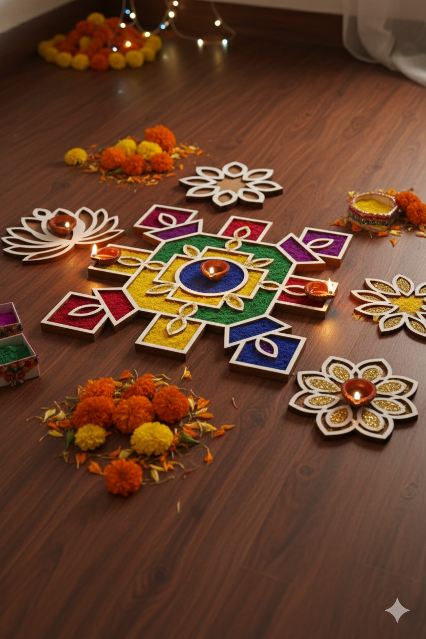 Round Mdf wood Rangoli stencils - 6 inch – KnowHowArtCraft