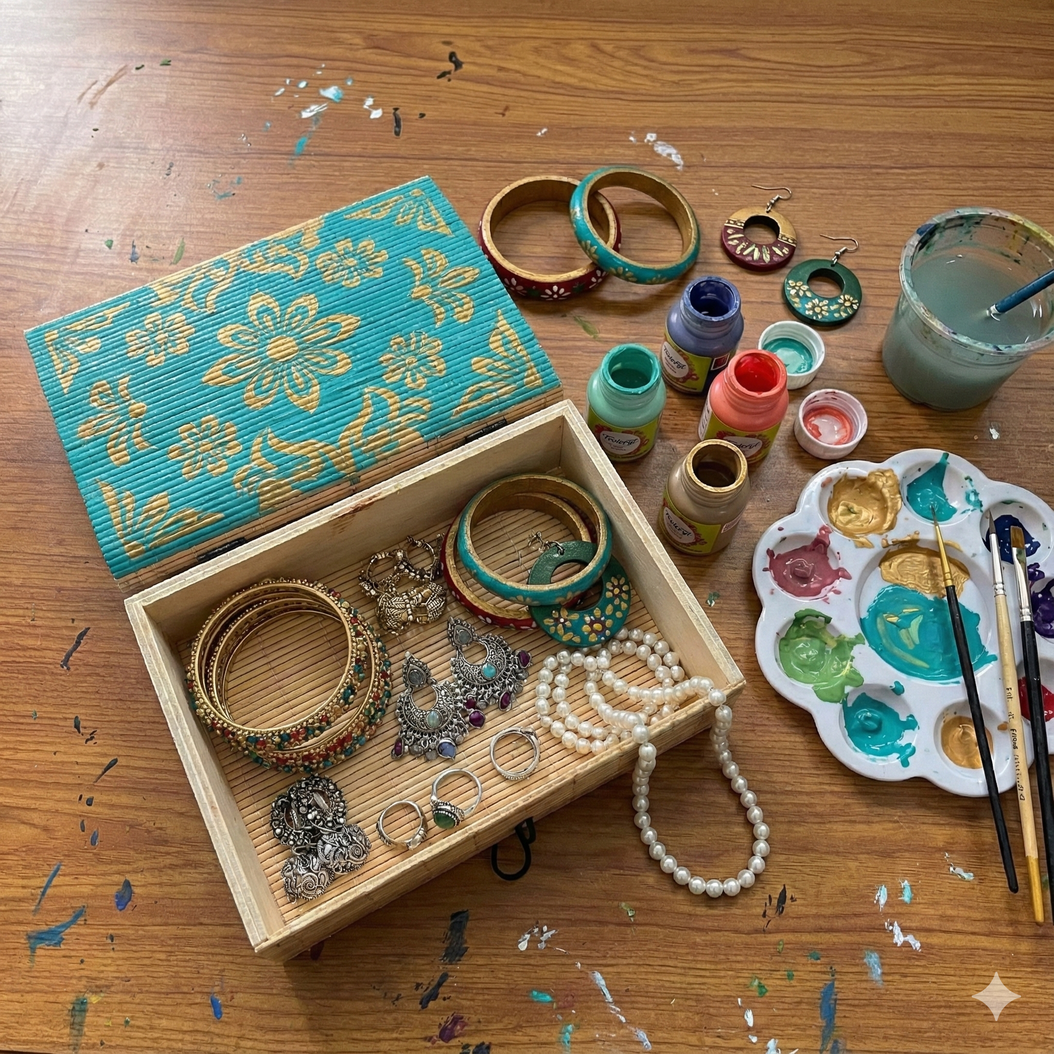 Bamboo jewellery box rectangle 17.5x12.3 cm-BXRB