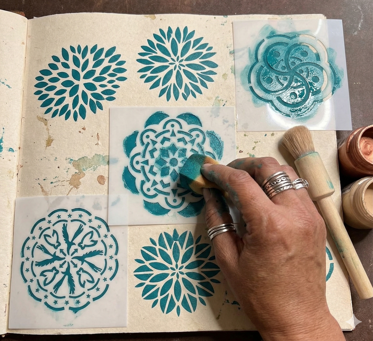Stencil Rangoli 8inch different shape 9 Assorted designs - STNC ...