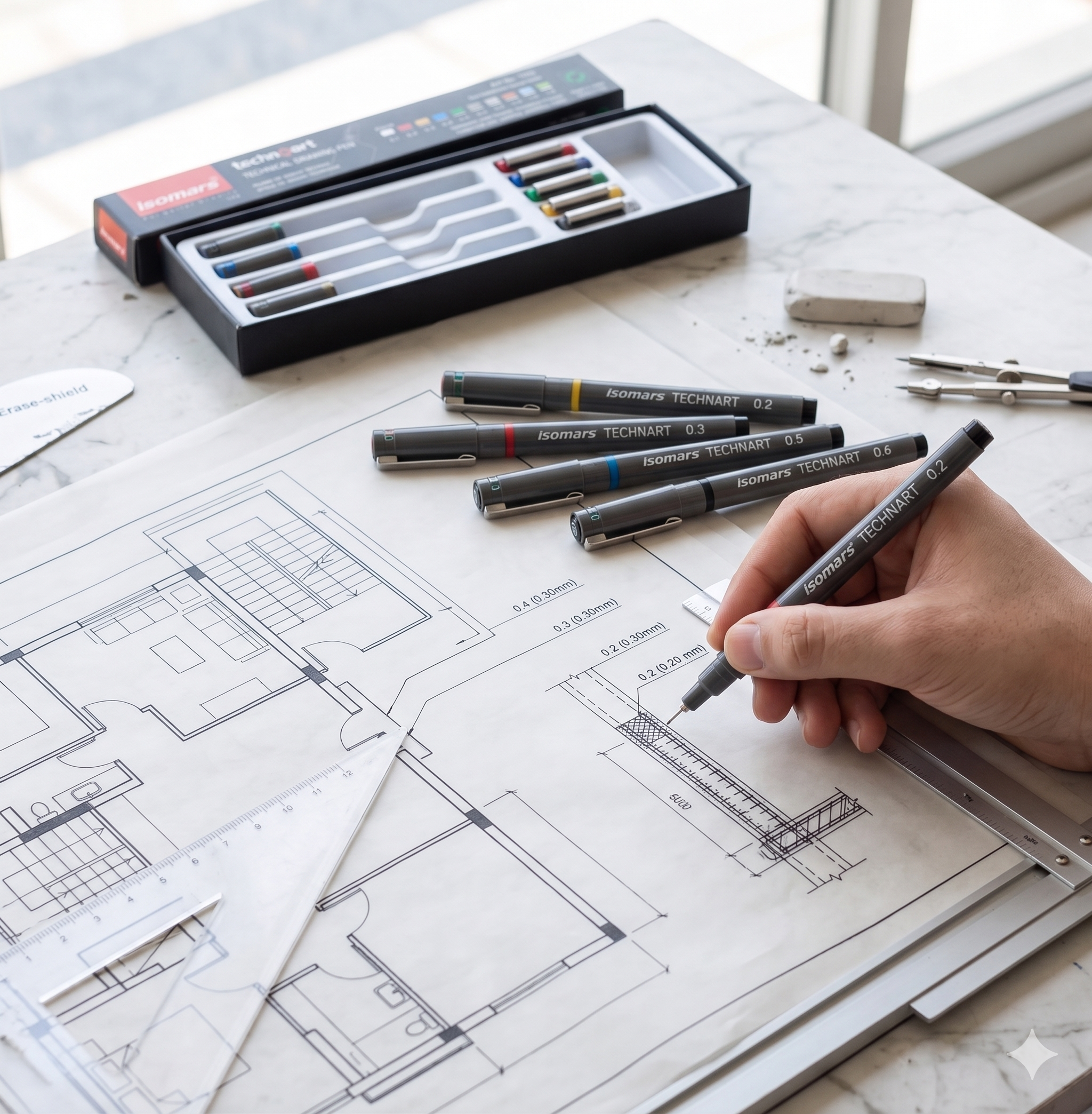 Technical drawing isomars technoart pen (0.3) (TPO3) 1 pen ...
