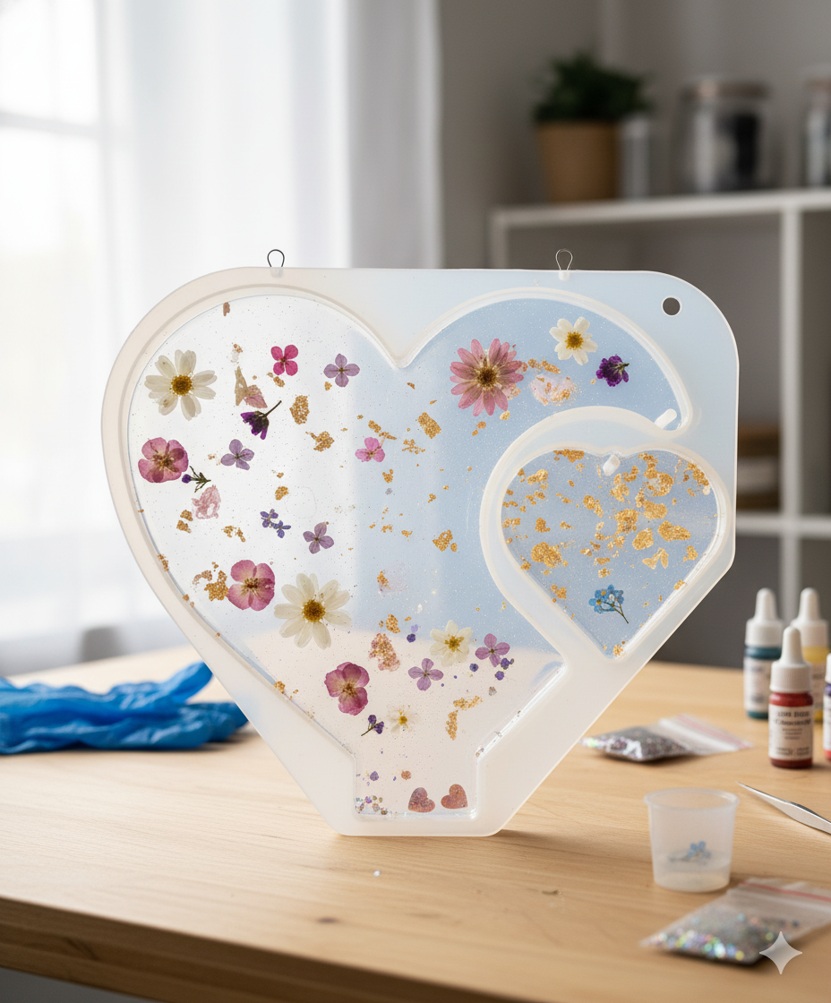 Heart in Heart Stand Resin Mold-HIHSM