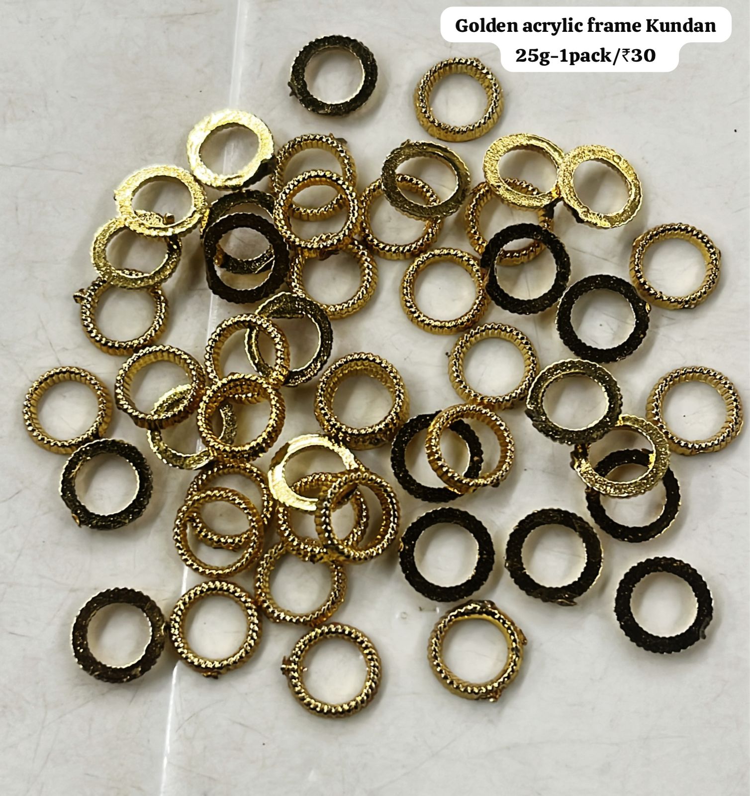 Golden Acrylic frame for kundan stone -25g pack assorted designs approximate 50pieces