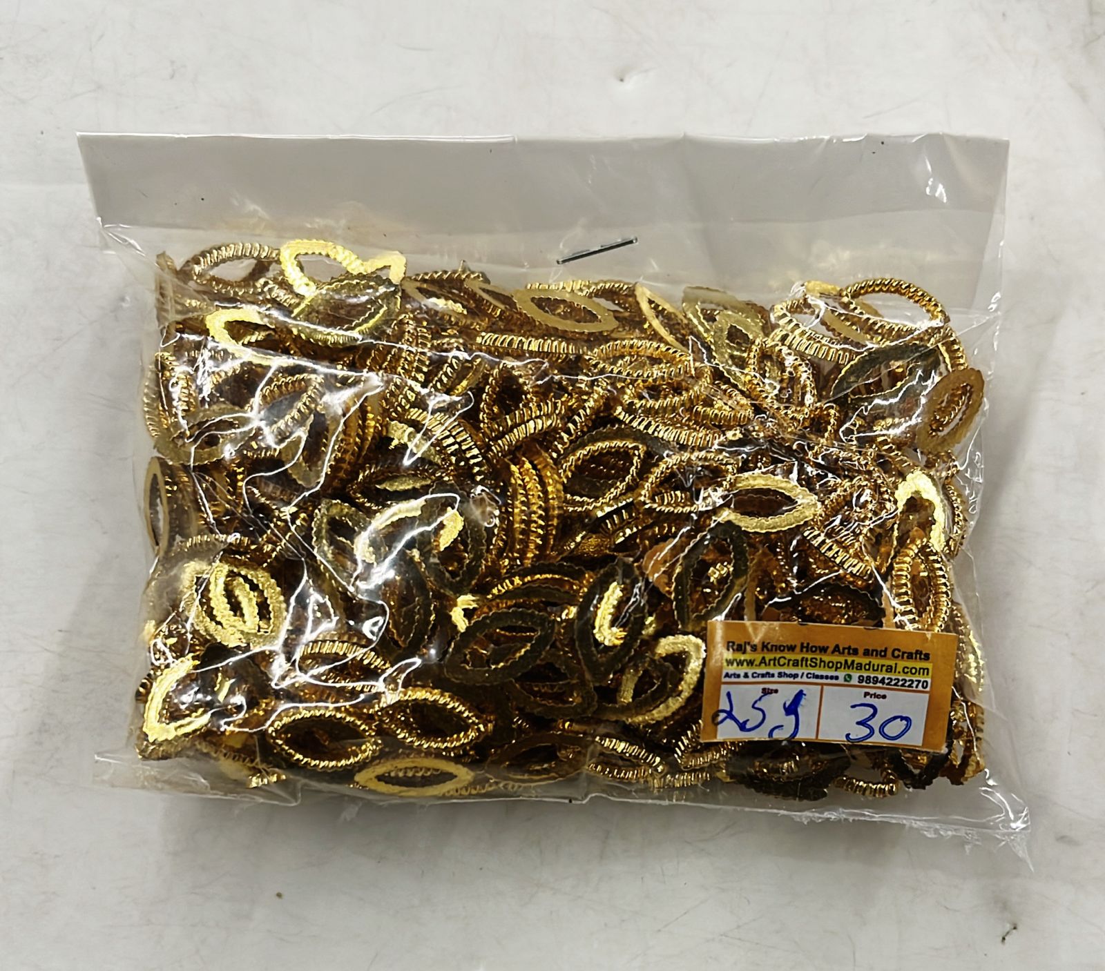 Golden Acrylic frame for kundan stone -25g pack assorted designs approximate 50pieces