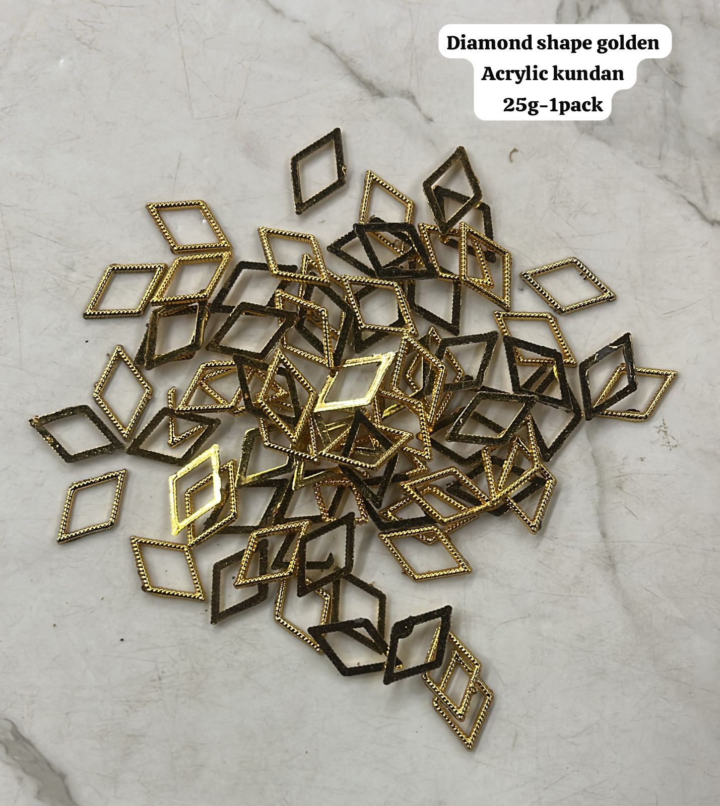 Golden Acrylic frame for kundan stone -25g pack assorted designs approximate 50pieces