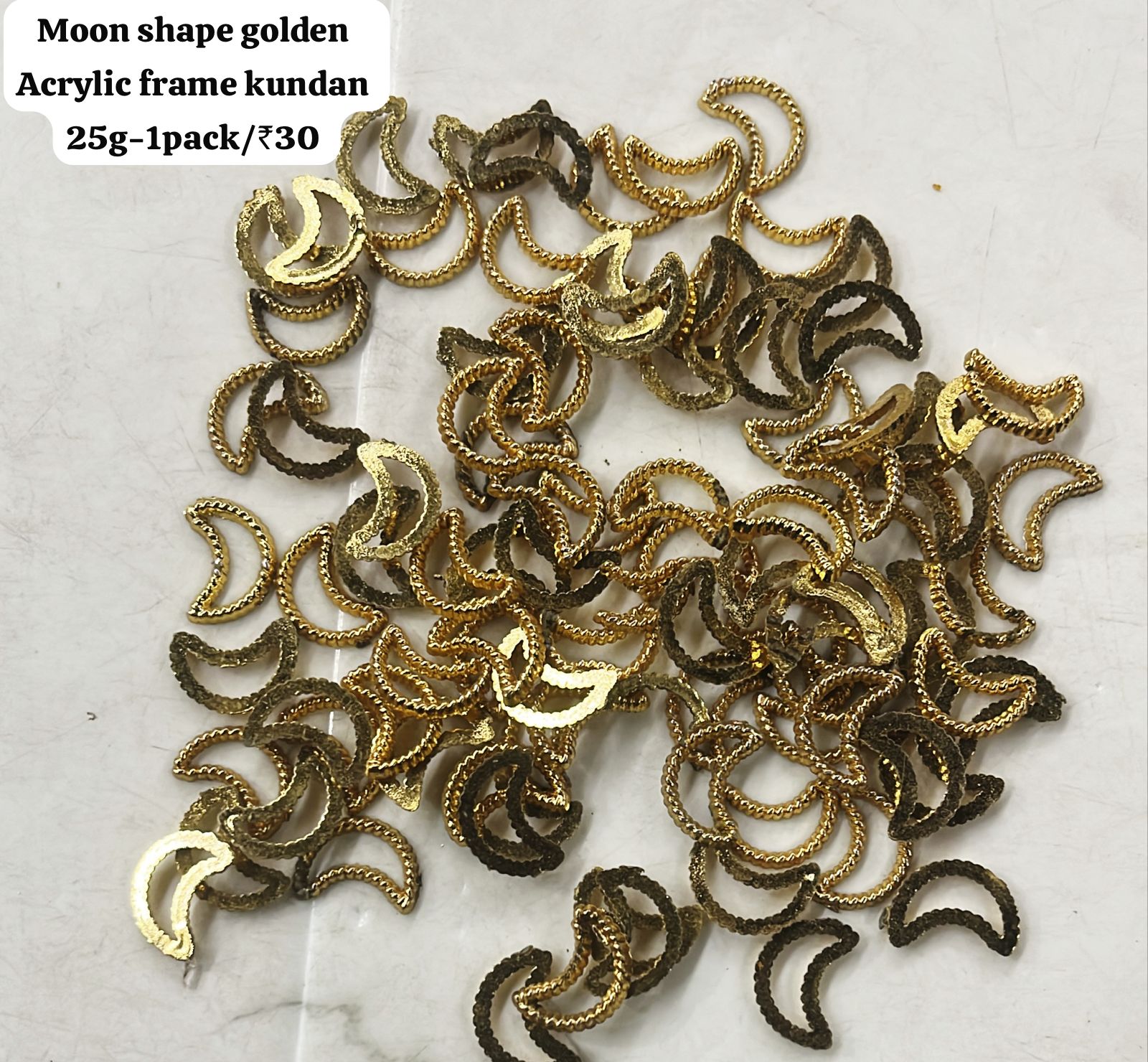 Golden Acrylic frame for kundan stone -25g pack assorted designs approximate 50pieces