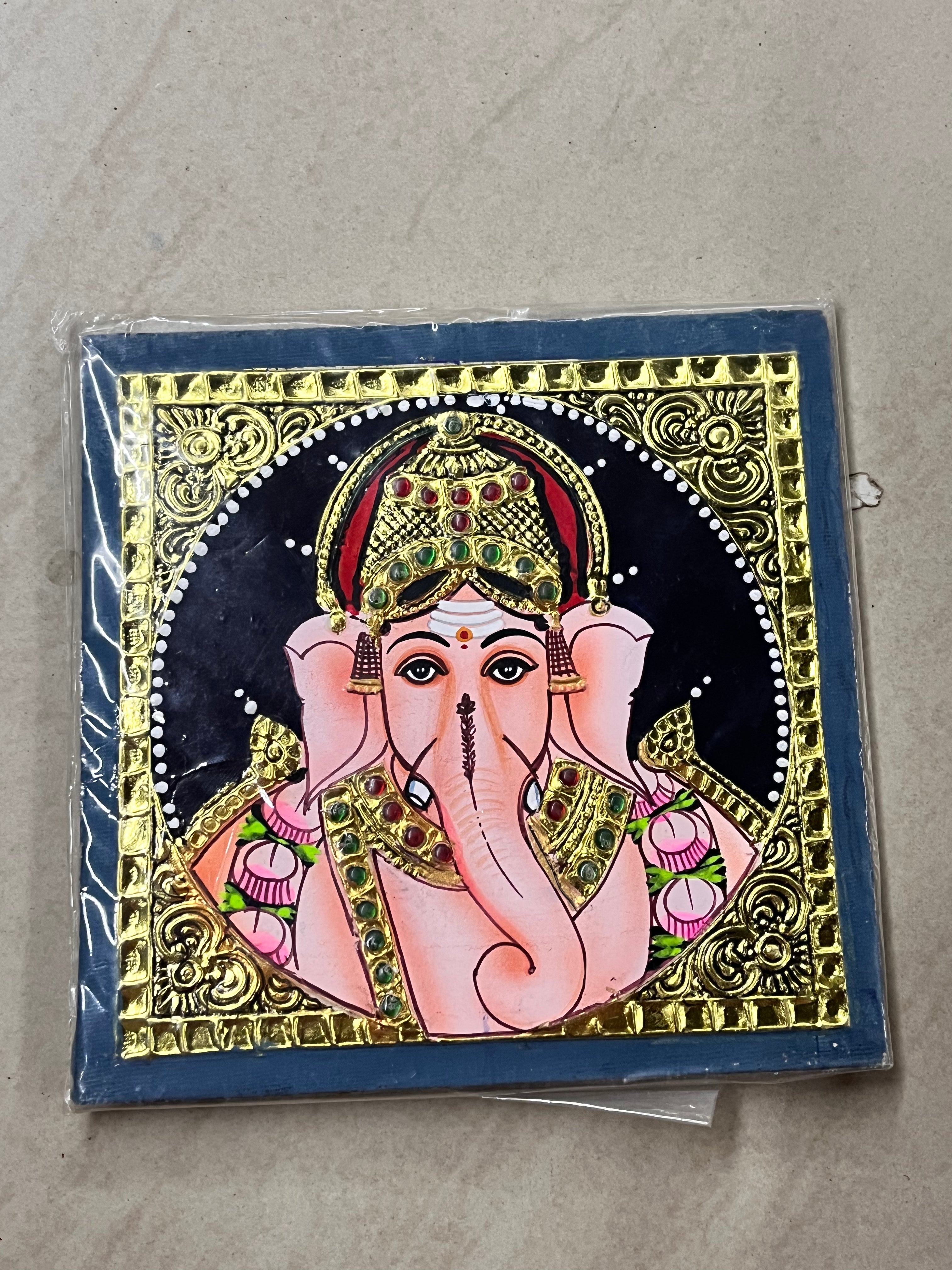 Vinayagar face Tanjore painting 6x6 assorted -1pack 15days delivery form payment date