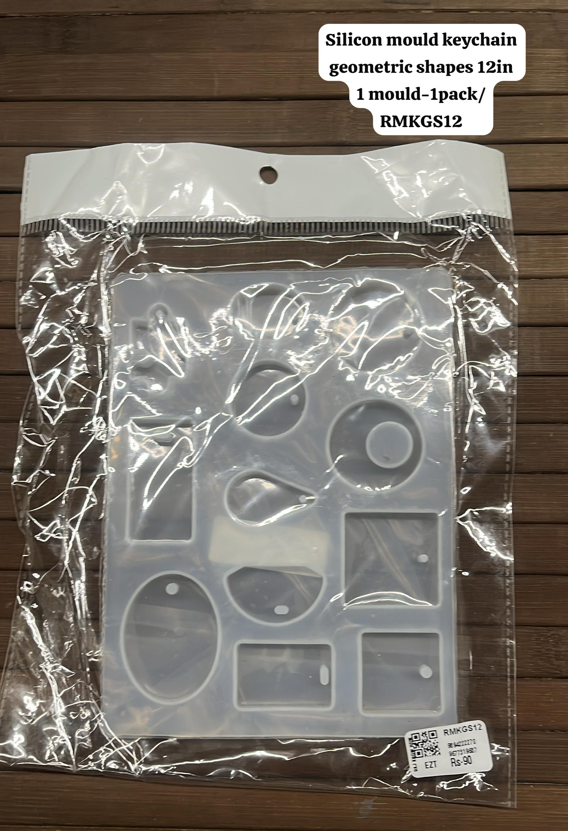 Silicon mould keychain geometric shapes 12 in 1 -1pack/RMKGS12