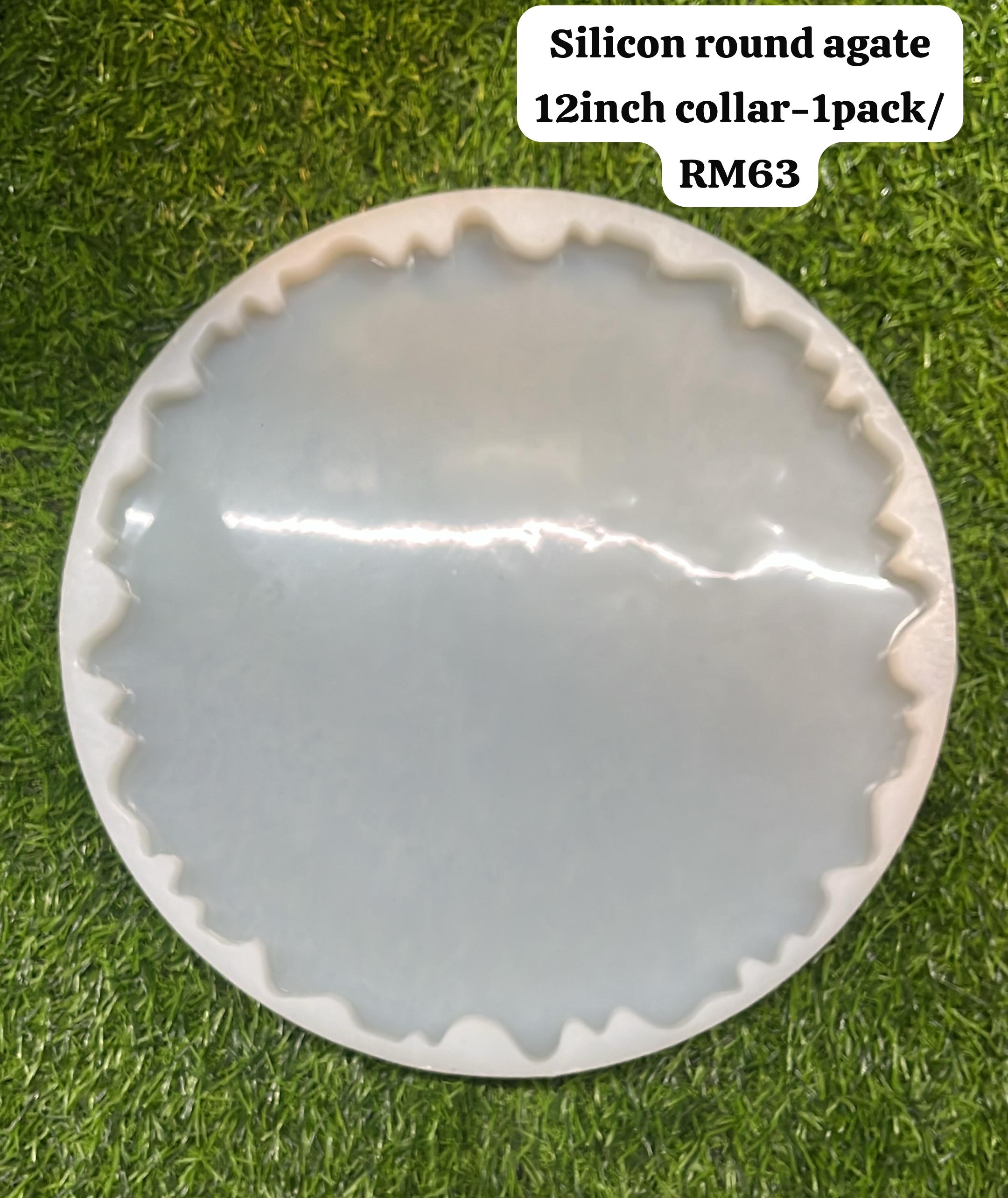 Silicon plain & agate round 12inchx1.9cm mold -1pack