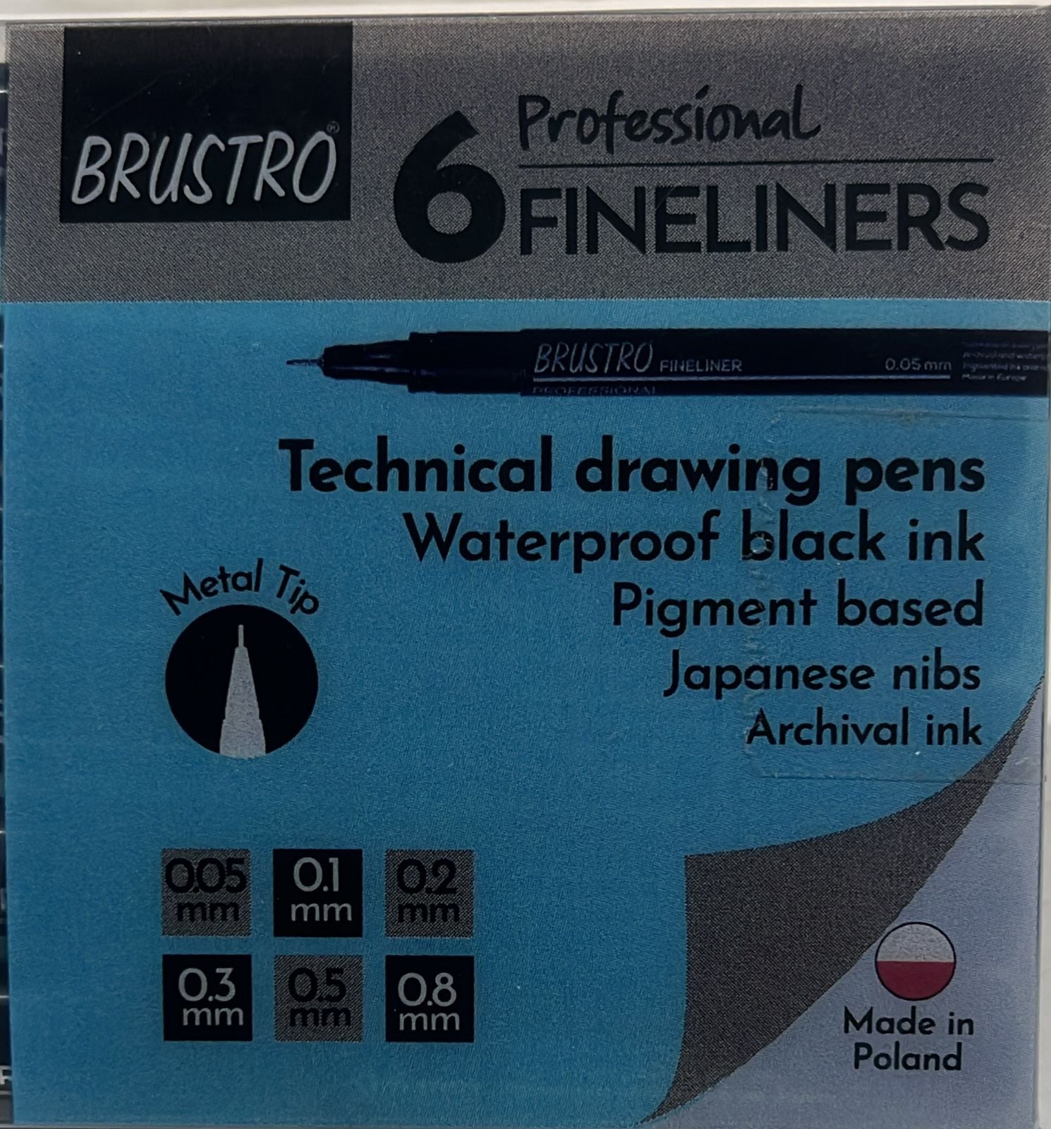 Brustro professional waterproof Fine liners pen - draw black lines on gold foil with variations