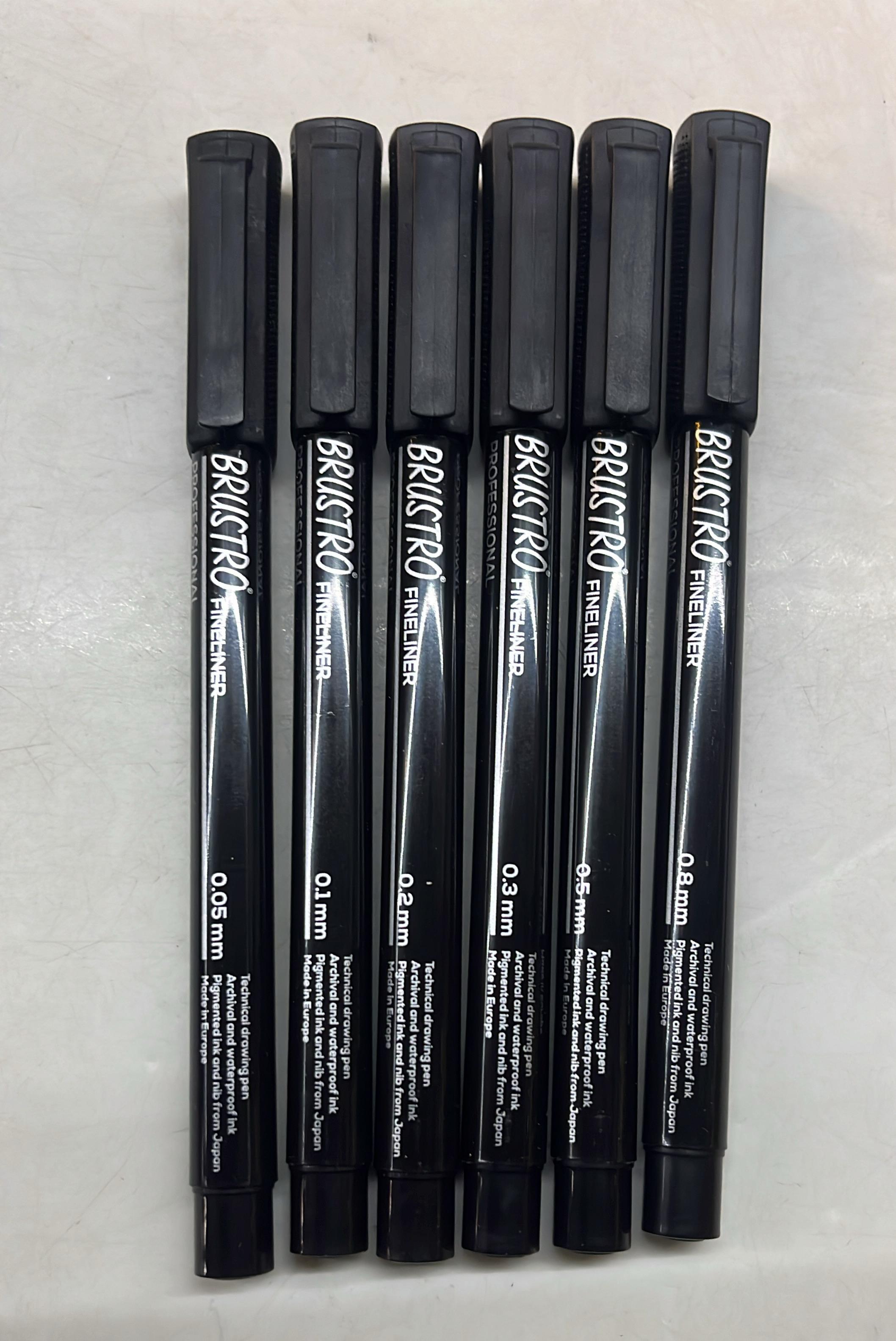 Brustro professional waterproof Fine liners pen - draw black lines on gold foil with variations