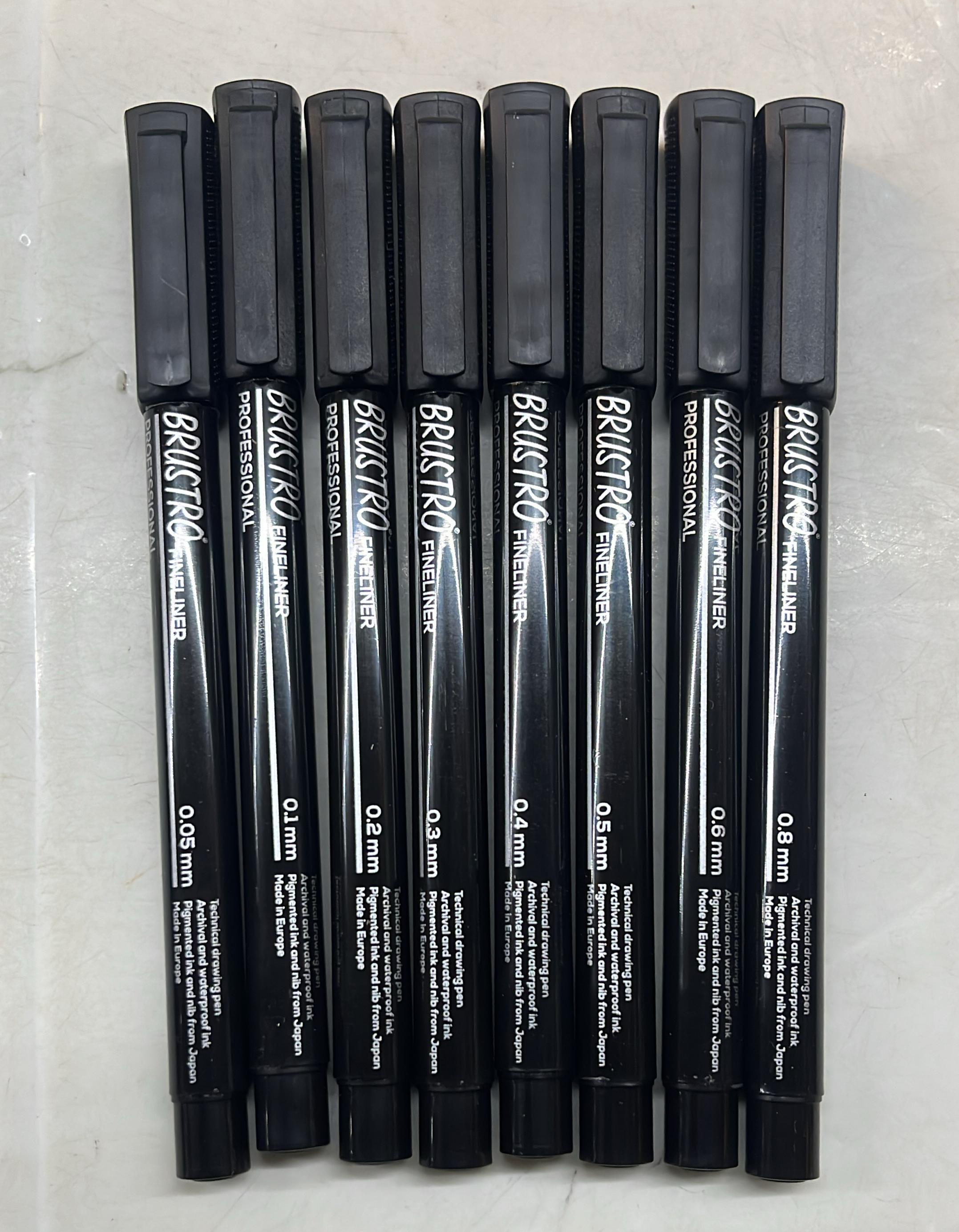 Brustro professional waterproof Fine liners pen - draw black lines on gold foil with variations
