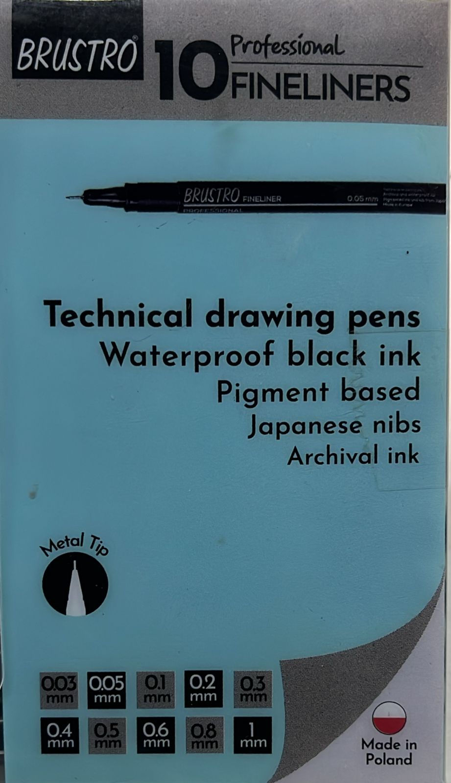 Brustro professional waterproof Fine liners pen - draw black lines on gold foil with variations