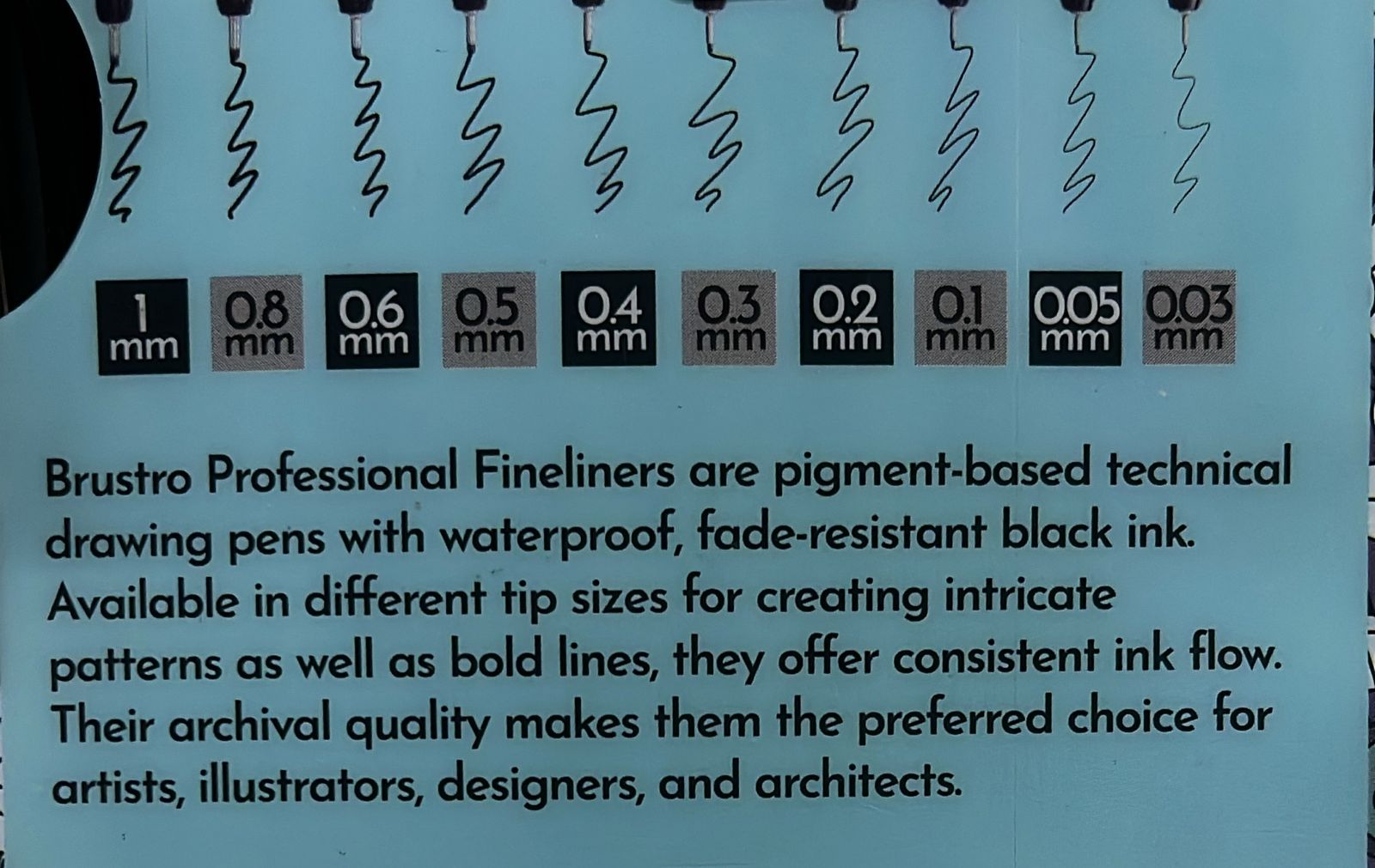 Brustro professional waterproof Fine liners pen - draw black lines on gold foil with variations