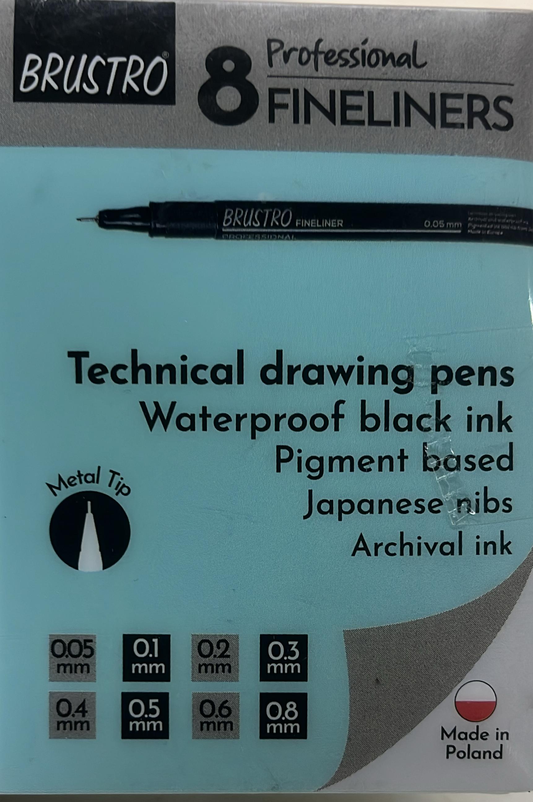 Brustro professional waterproof Fine liners pen - draw black lines on gold foil with variations