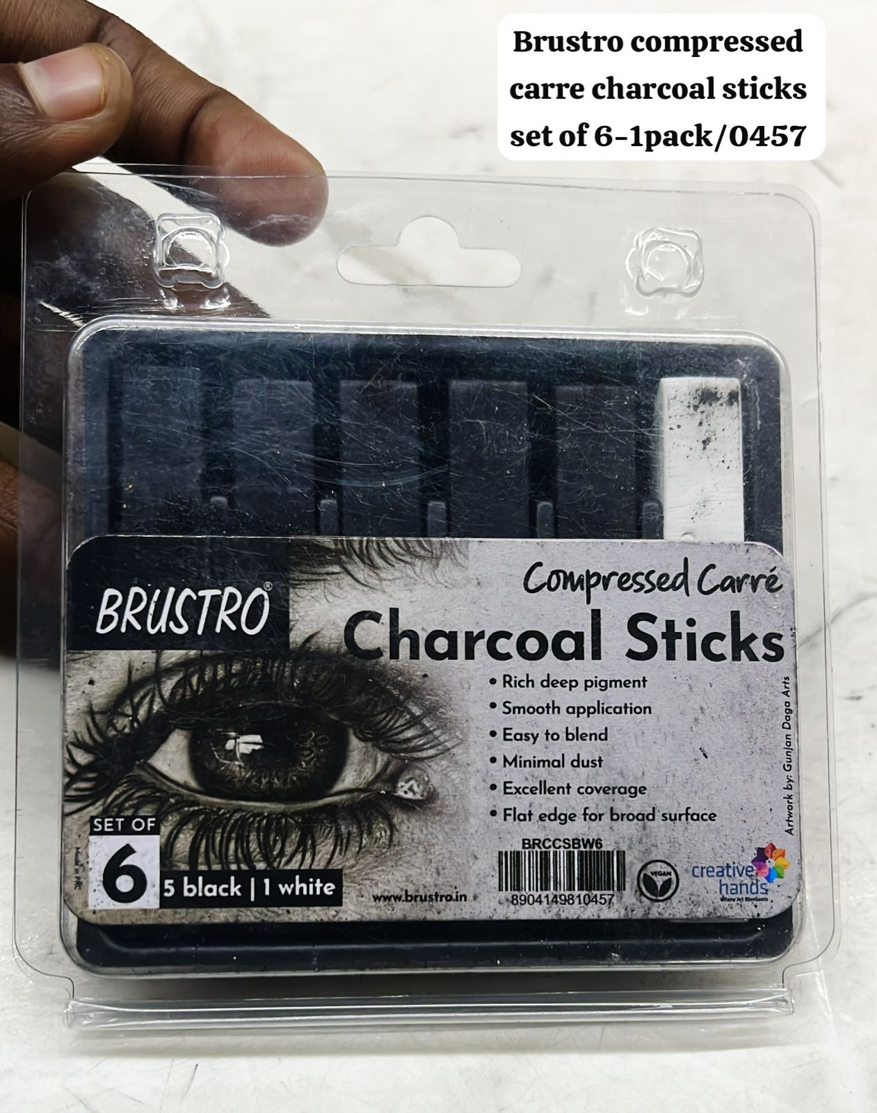 Brustro compressed charcoal sticks set of 6 -1pack
