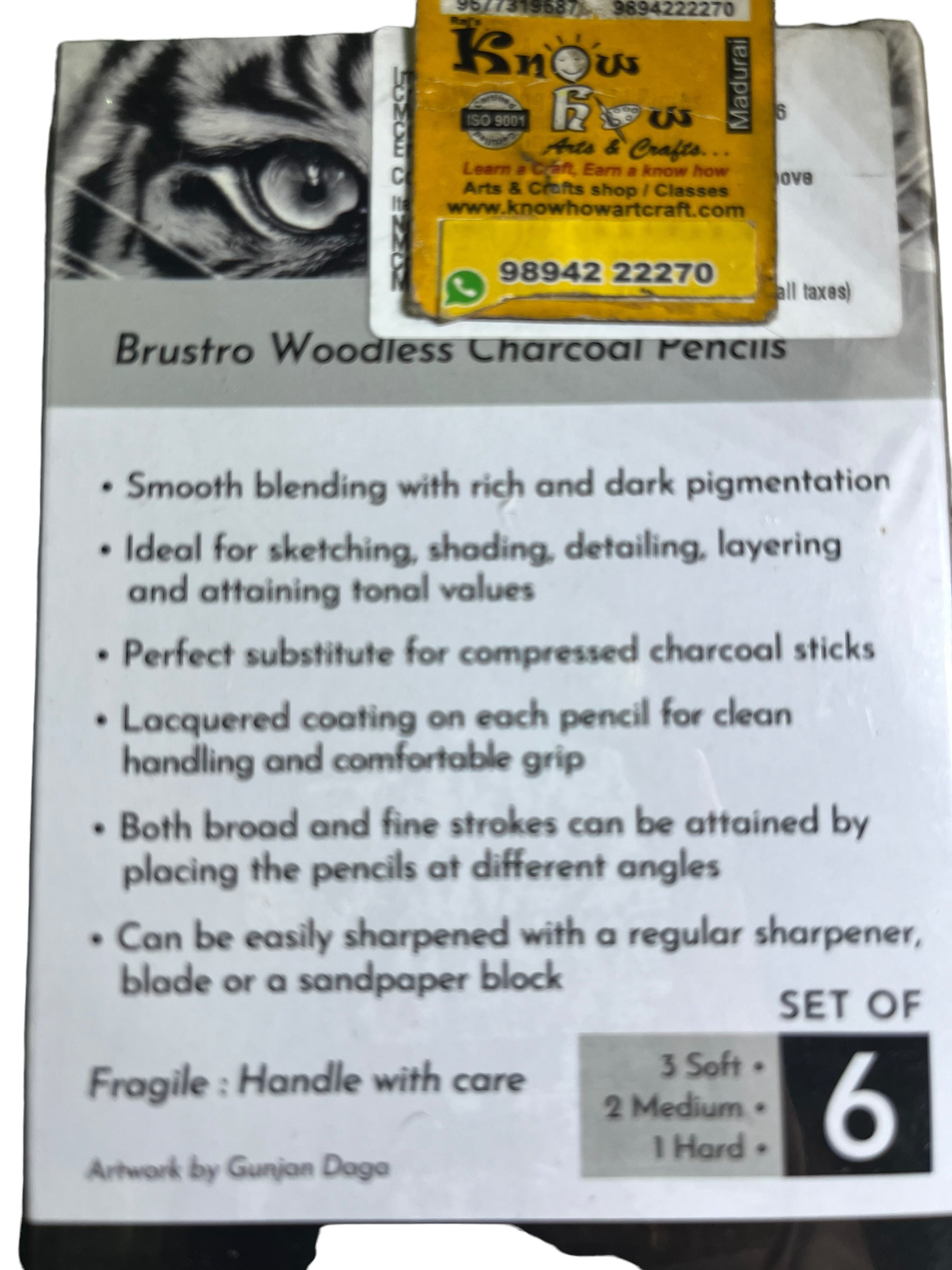 Brustro Woodless Charcoal Pencils - set of 6