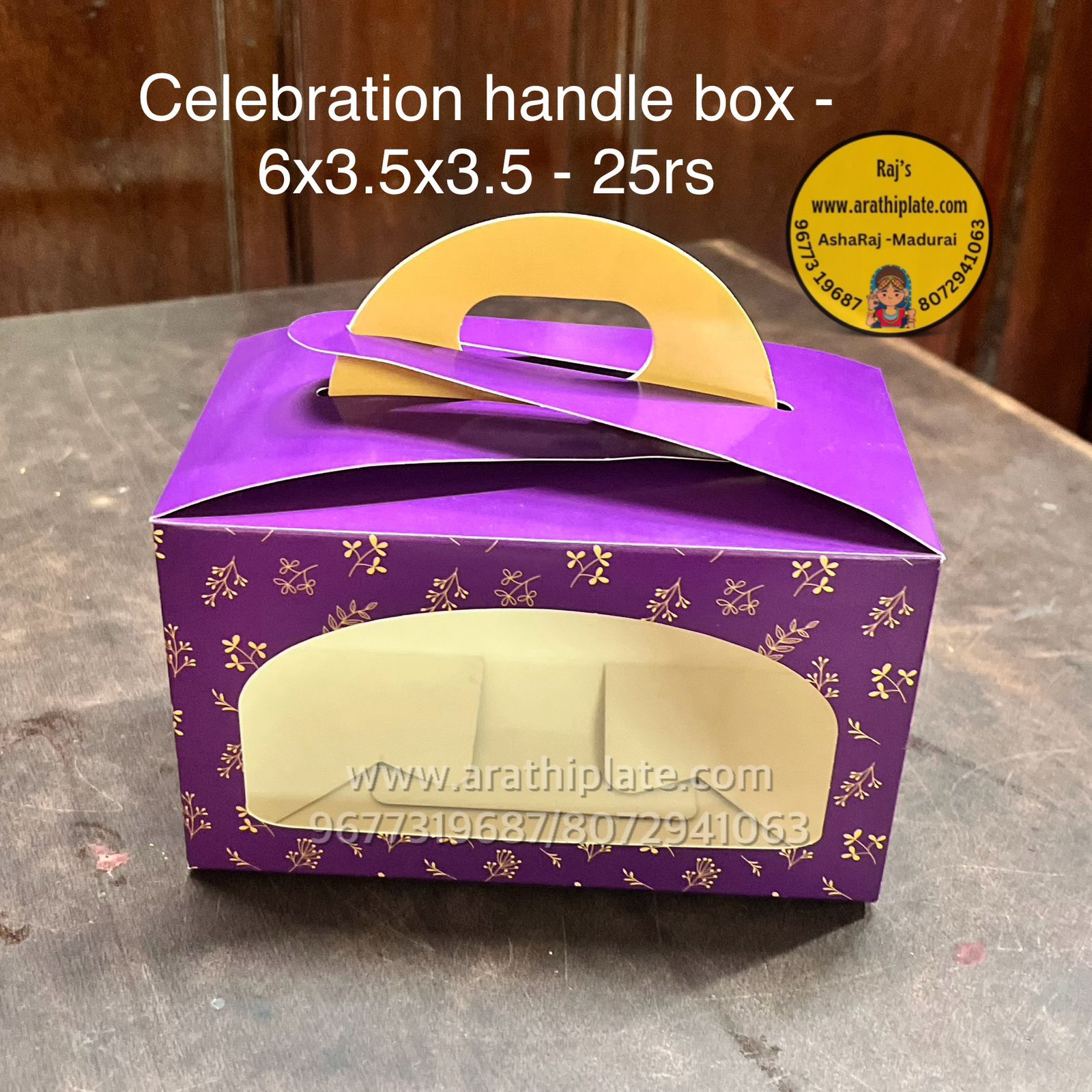 Celebration handle 6x3.5x3.5-25 pieces