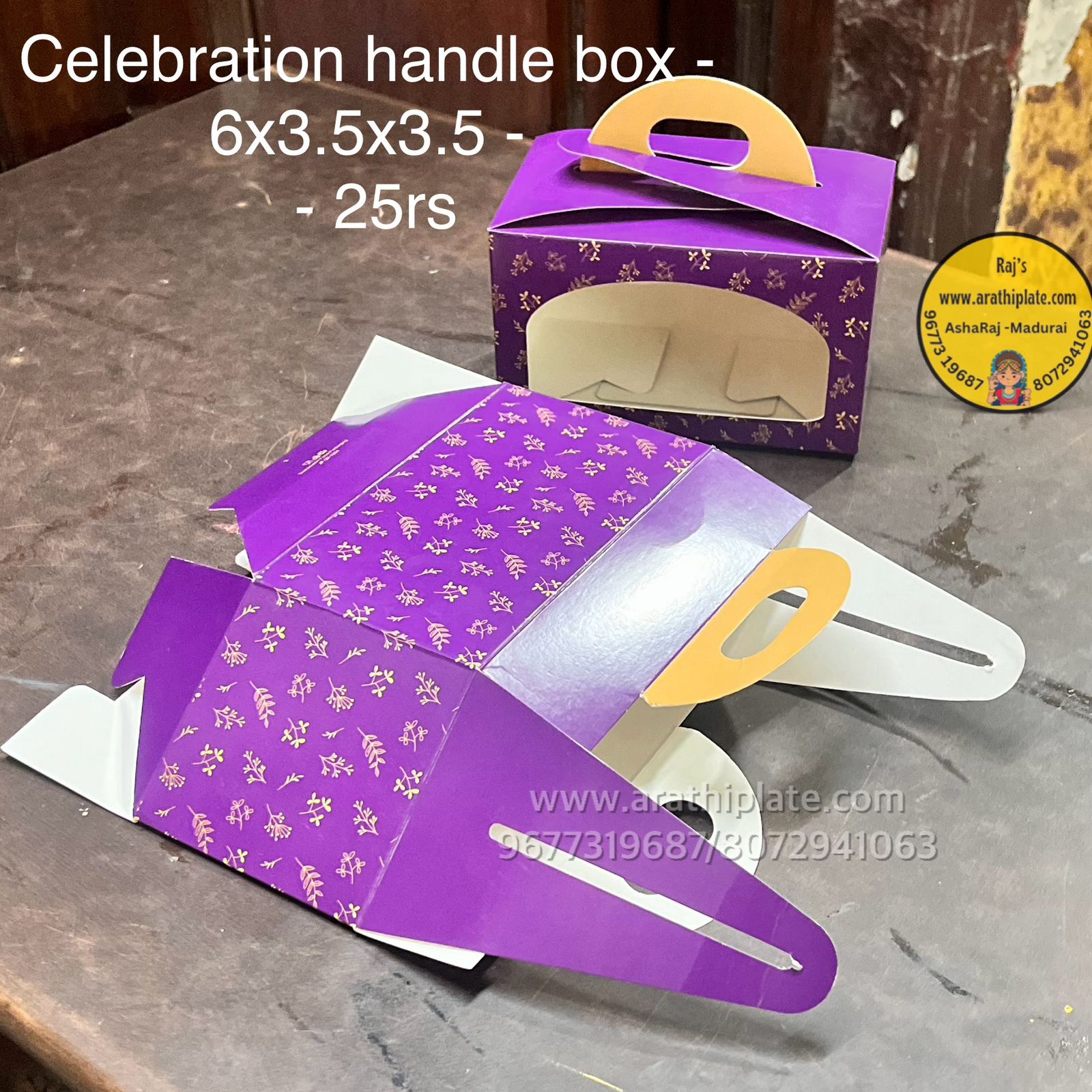 Celebration handle 6x3.5x3.5-25 pieces