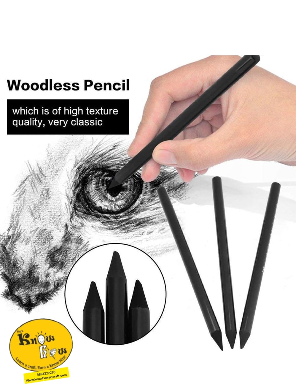 Woodless graphite pencil