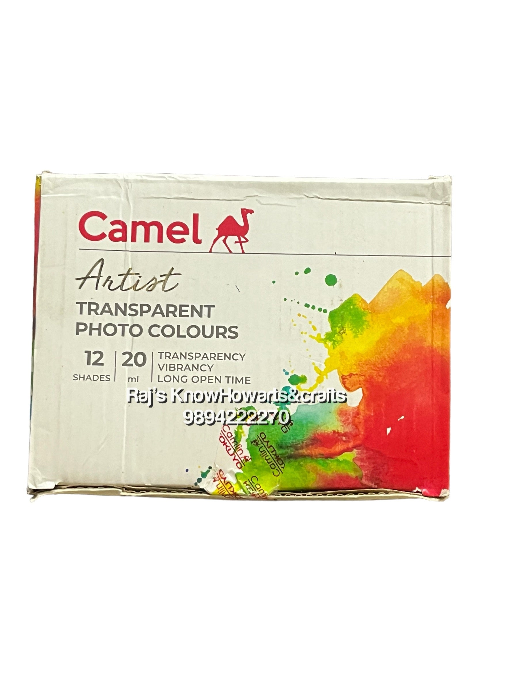 Artist Transparent photo colours camel 12 shade 20ml