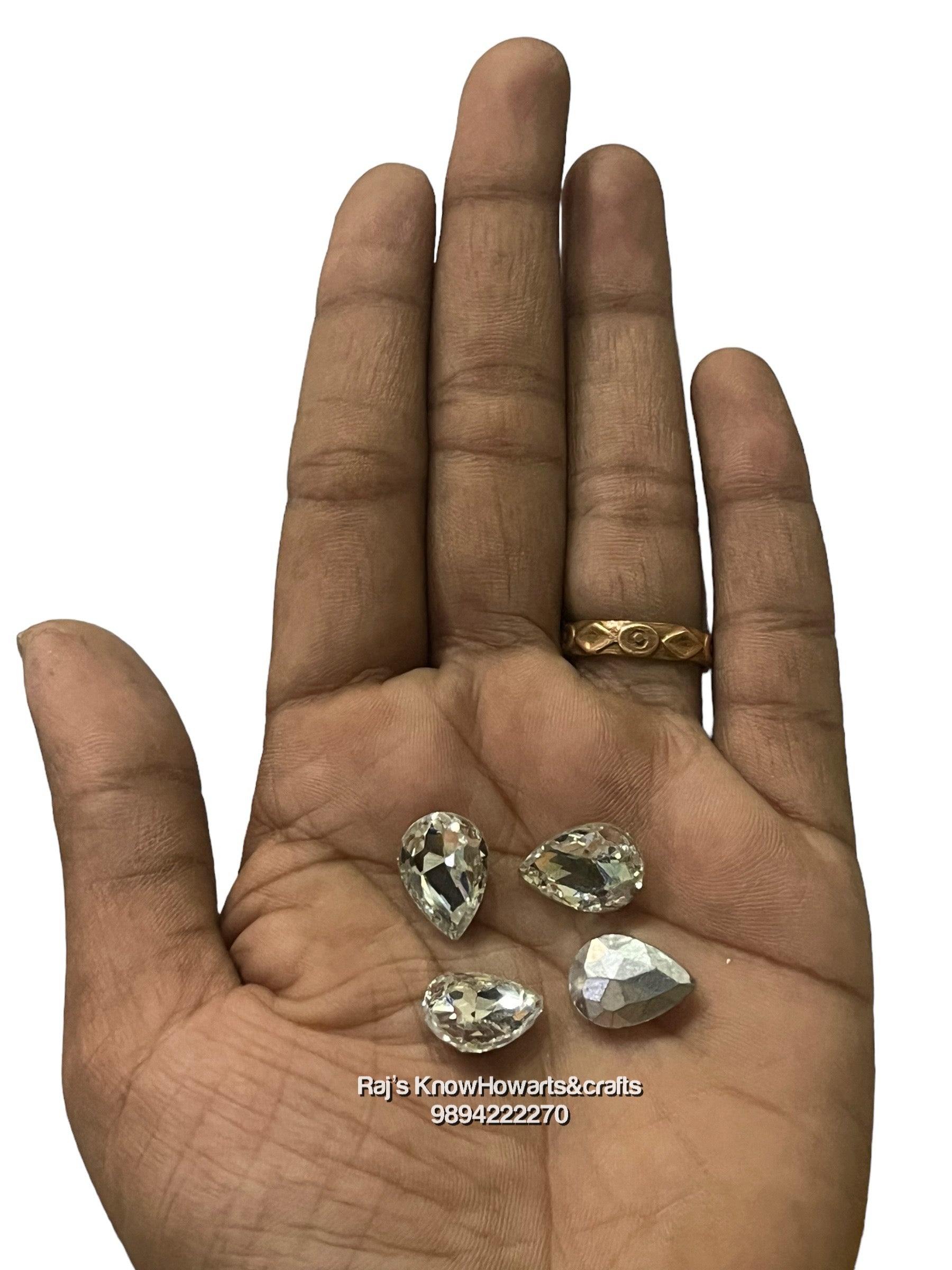 10x14  AD white Thilak Tanjore Painting American diamond Kundan stones-4 stones in a pack