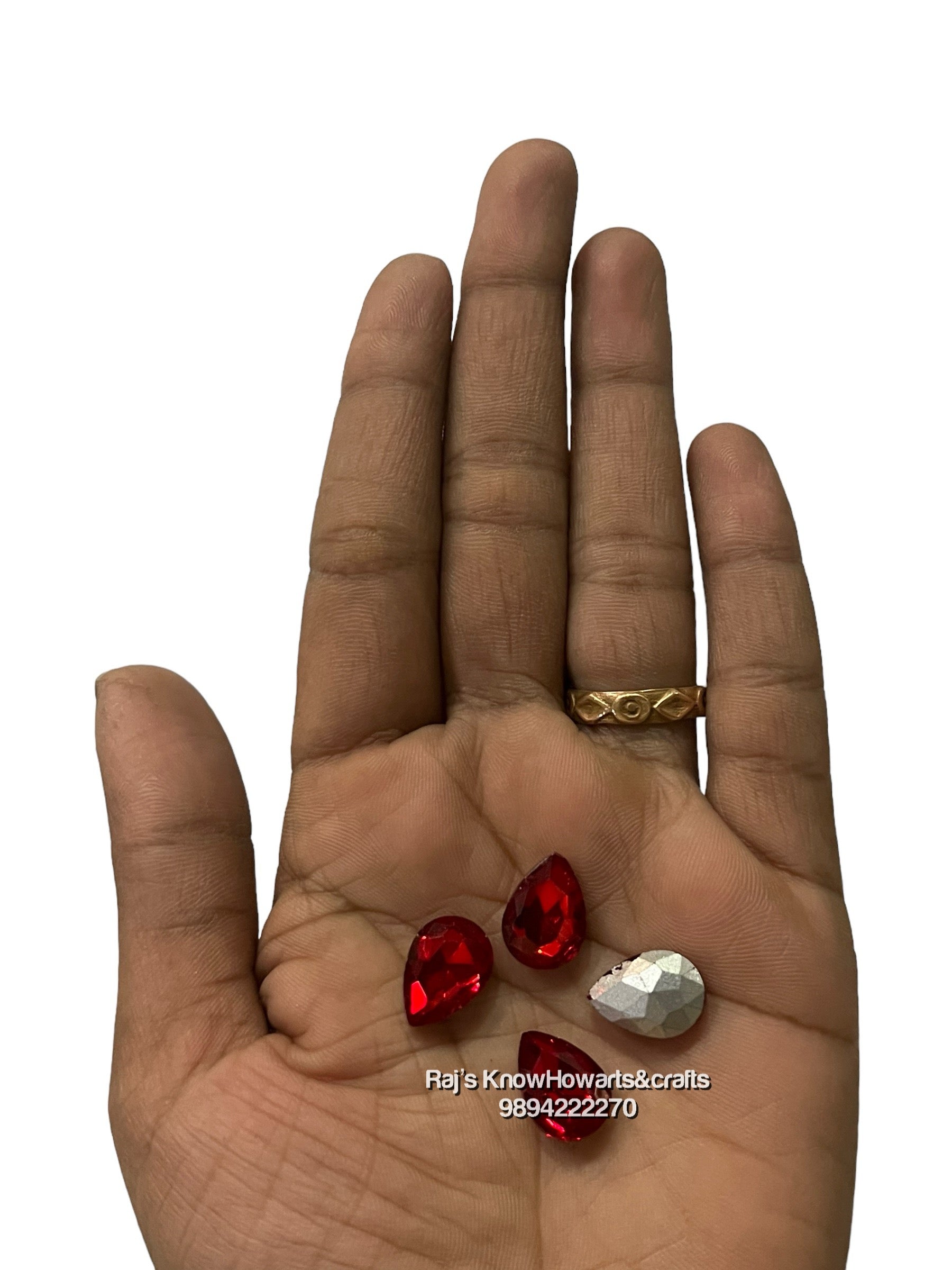 10x14  AD red Thilak Tanjore Painting American diamond Kundan stones-4 stones in a pack