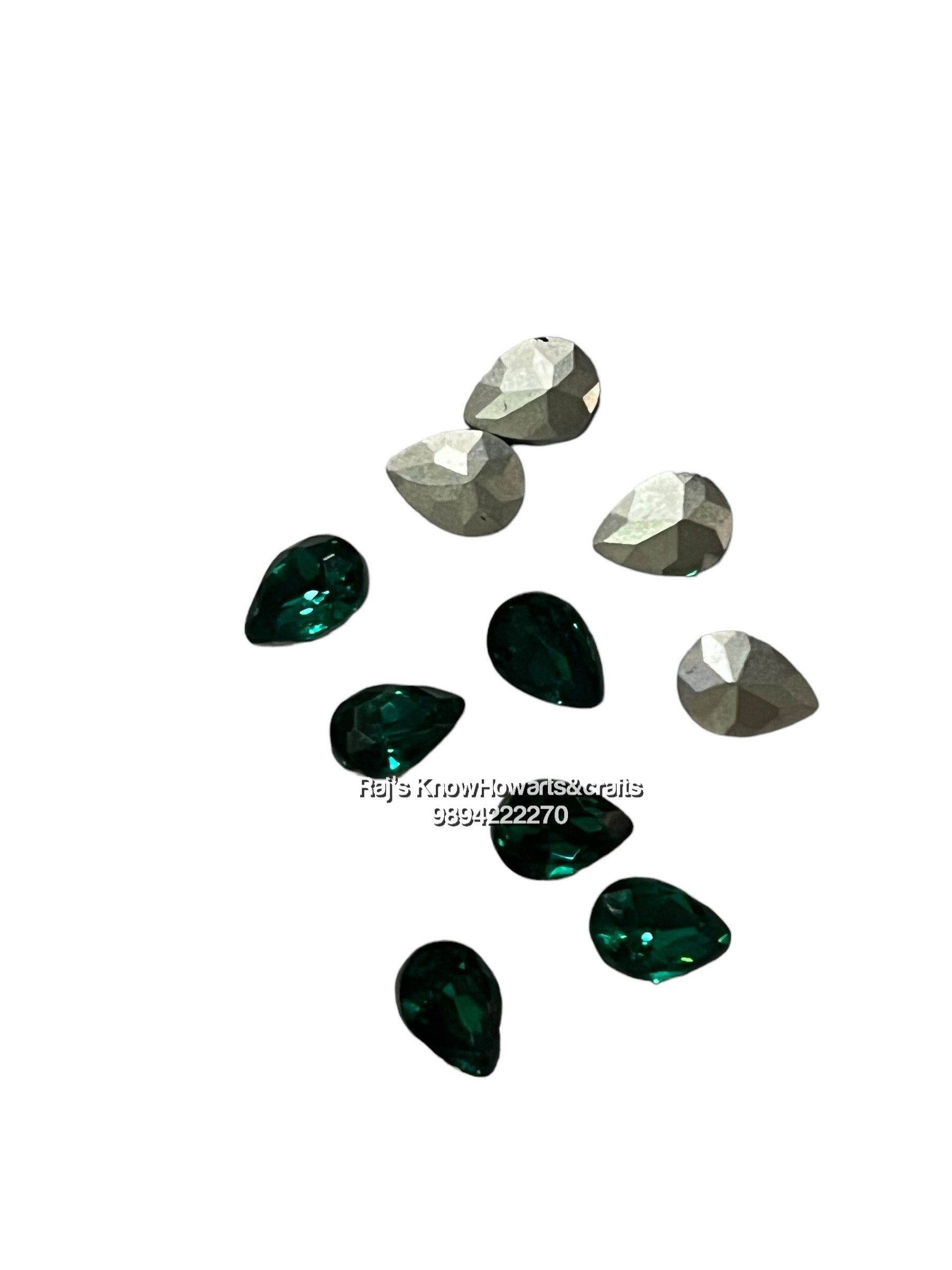 8x6 green Thilakam Tanjore Painting American diamond stones-10 stones in a pack